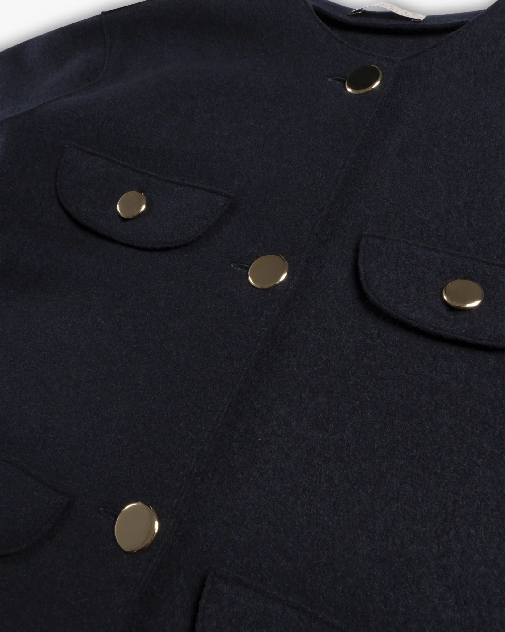 Merino Navy 2 Fädig Gewalkte Cashmere Chanel Jacke von Lunaria - Knitwear LUNARIA