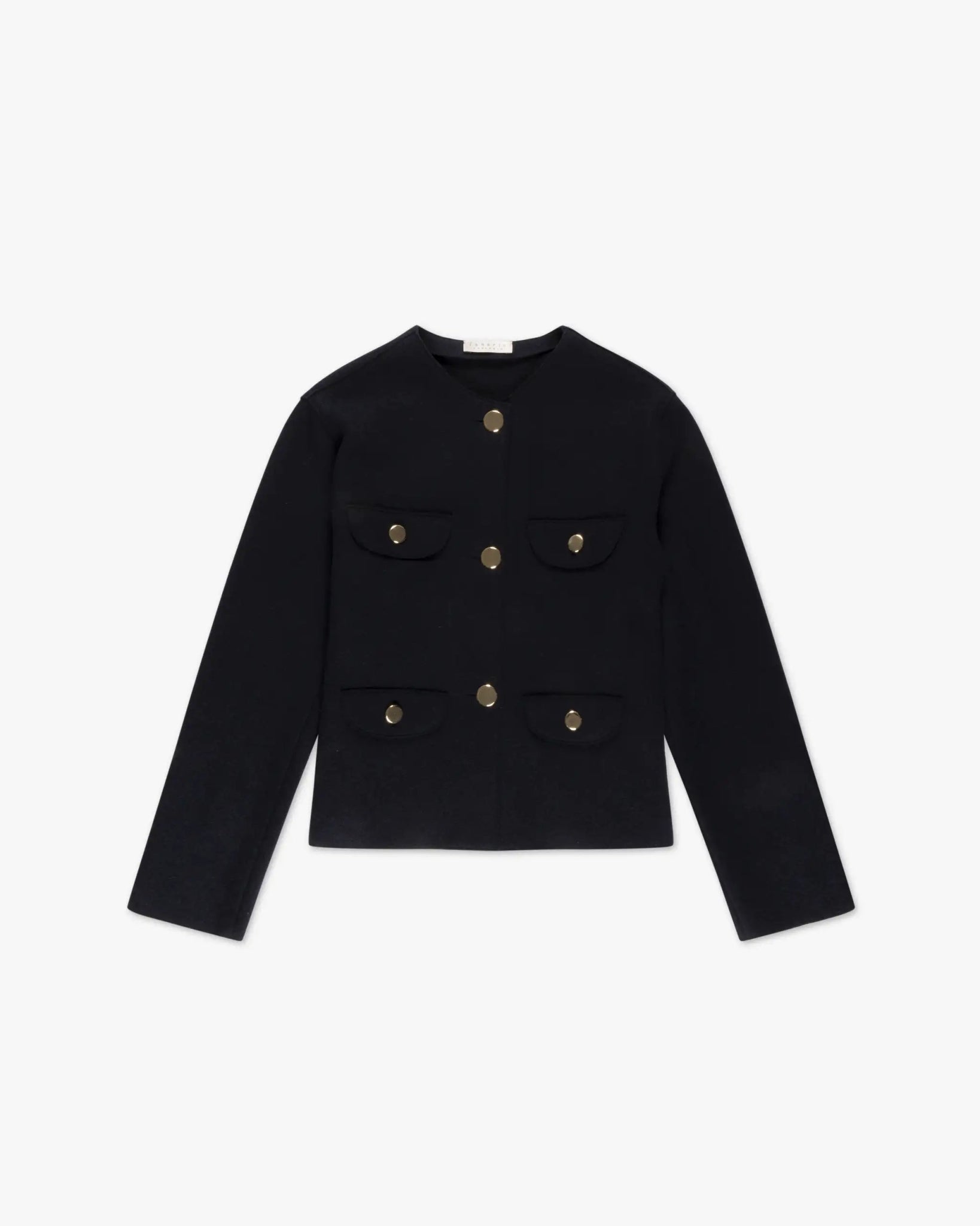 Merino Navy 2 Fädig Gewalkte Cashmere Chanel Jacke von Lunaria - Knitwear LUNARIA