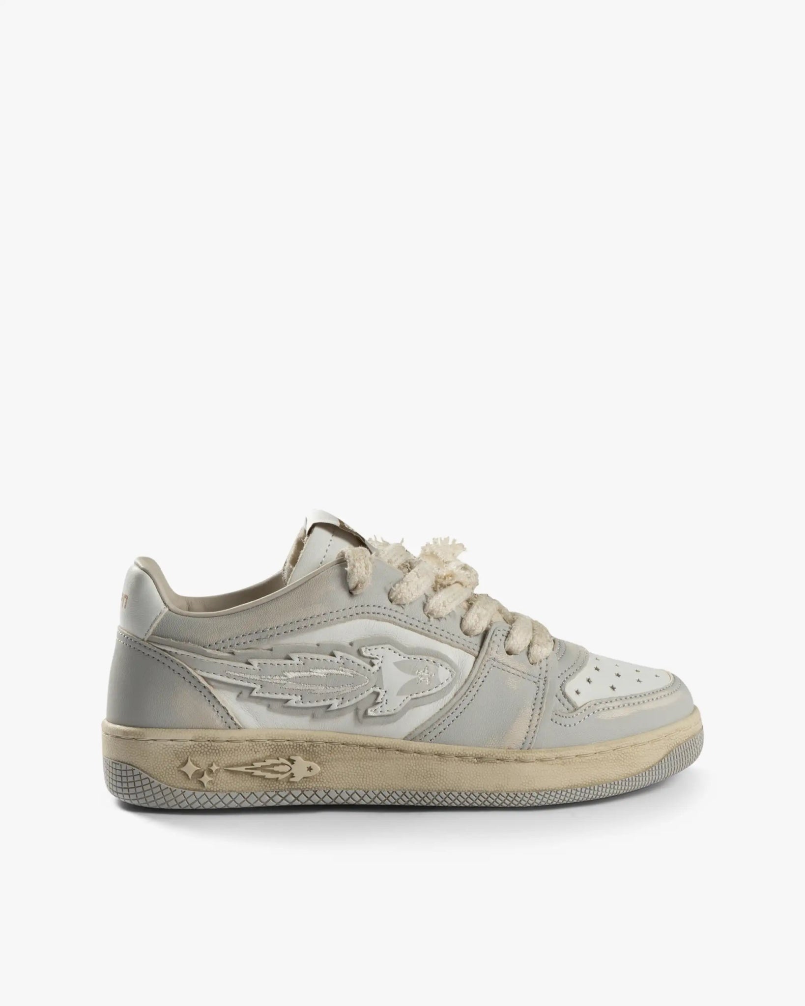 Milchgrauer Low Top Fashion Sneaker von Enterprise Japan - Shoes ENTERPRISE