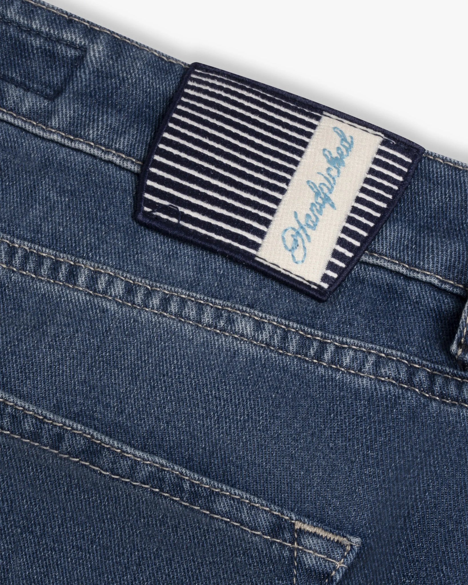 Mittel Blaue Stretch Weite Beinform Denim von Handpicked - Trousers HANDPICKED