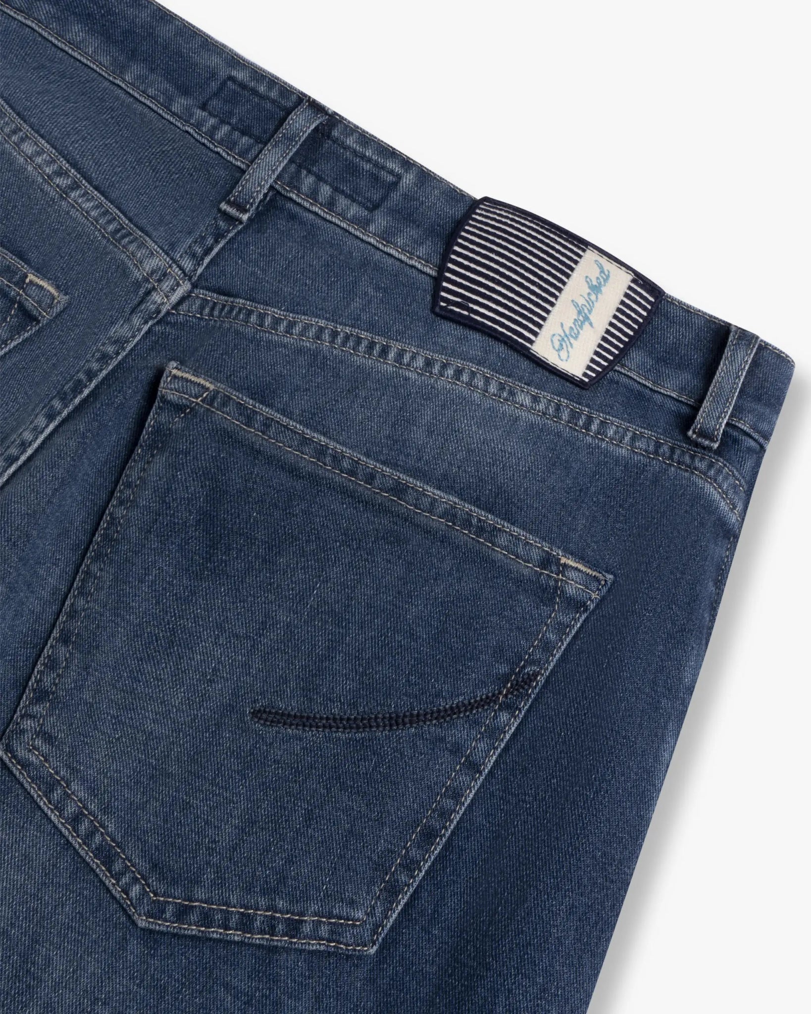 Mittel Blaue Stretch Weite Beinform Denim von Handpicked - Trousers HANDPICKED
