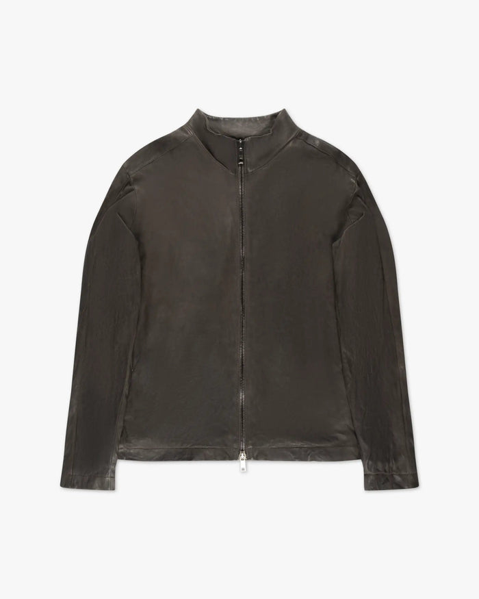 Mokabraune Classic Leather Brush Zip Jacke von Giorgio Brato