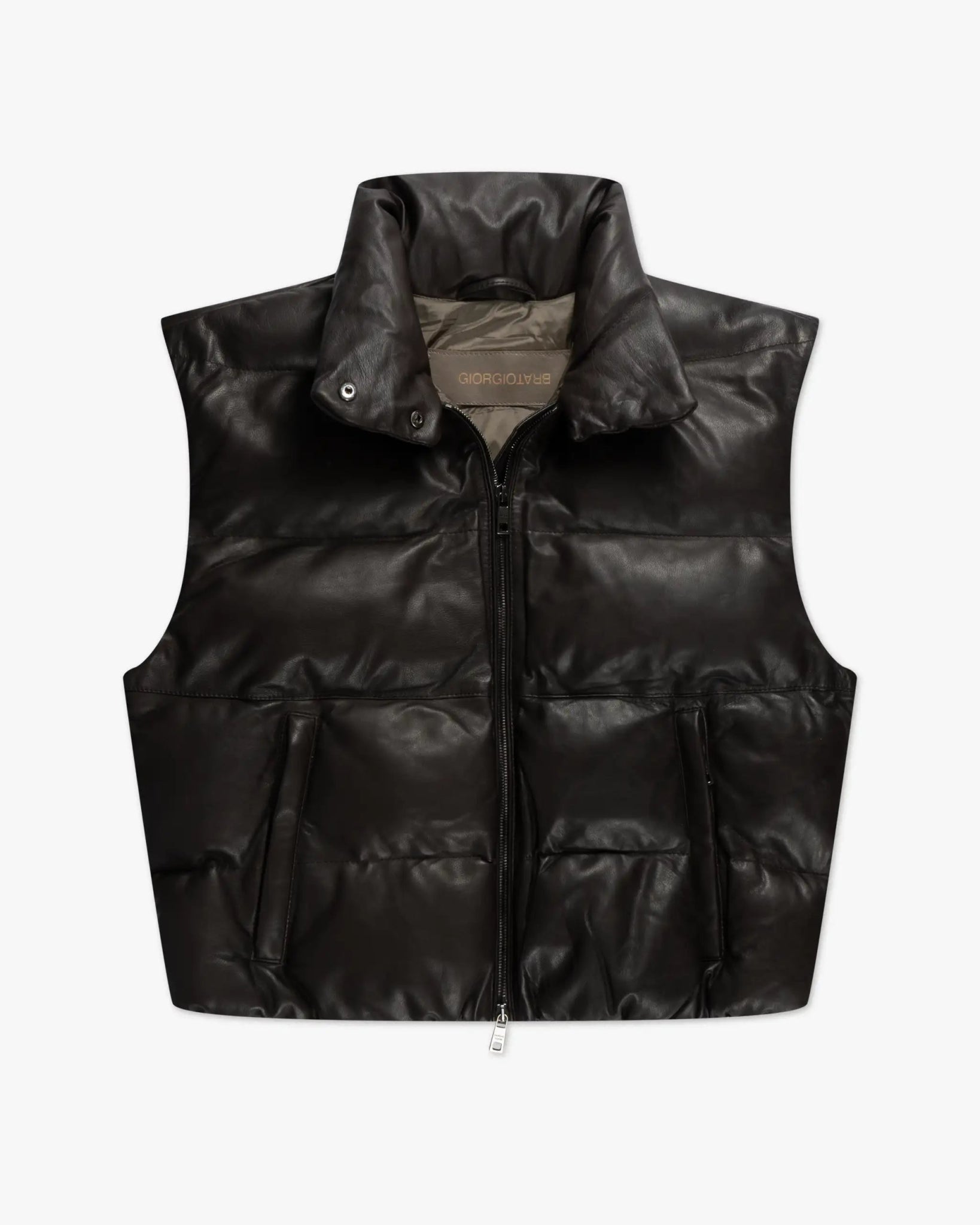 Mokkafarbene Gefütterte Soft Nappa Daunen Weste von Giorgio Brato - Vests GIORGIO BRATO