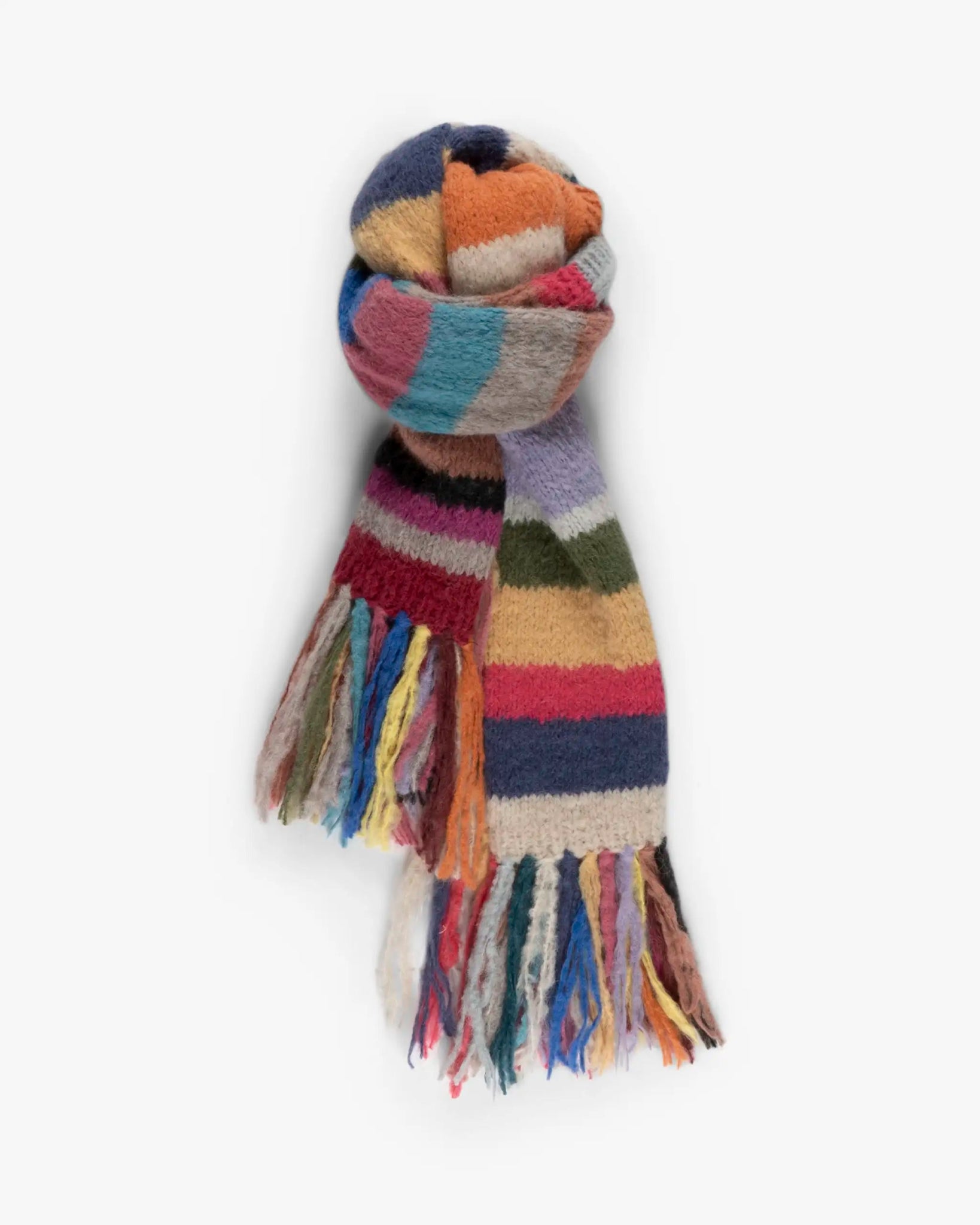 Multifarbener Grobstrick Schal mit Streifen von Frantic by Andrea Venturin - Knitwear FRANTIC