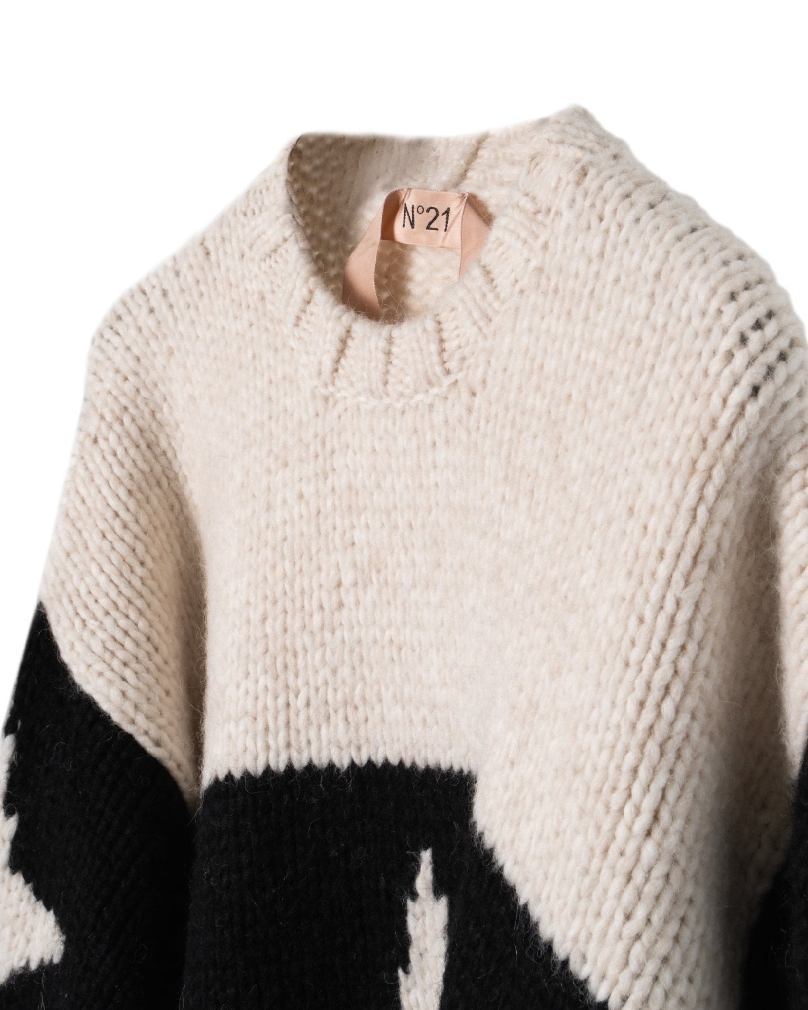 N21 | ALPACA BLEND CHUNKY CREW NECK WITH STAR INTARSIA SWEATER - Knitwear N21