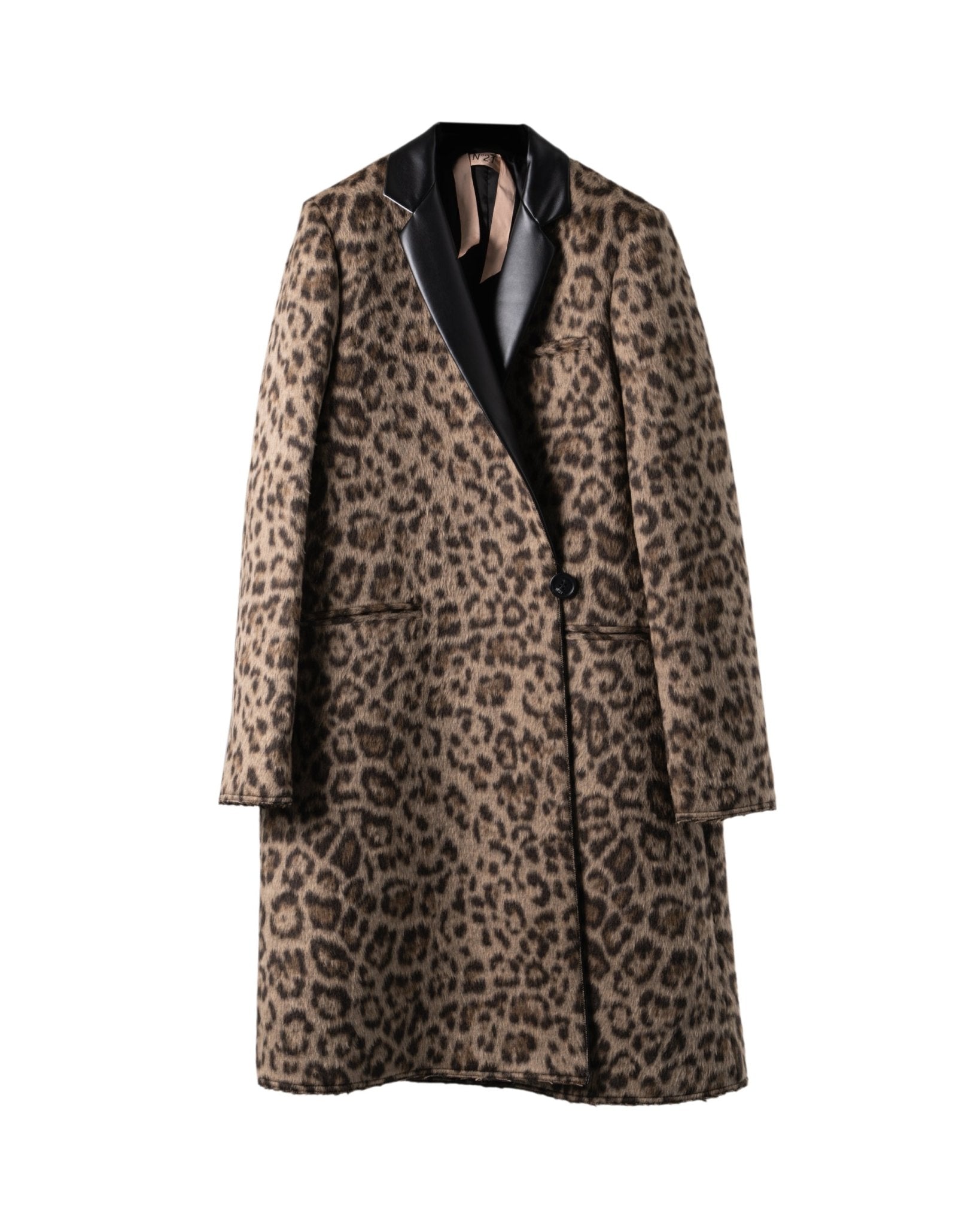 N21 | WOOLCOAT FAKE LEATHER REVER TRIM COAT - Coats & Jackets N21