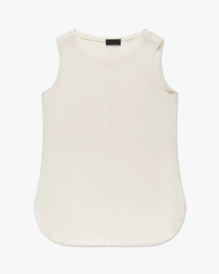 Naturfarbenes Crêpe-de-Chine Shirt ohne Arme von Black Label