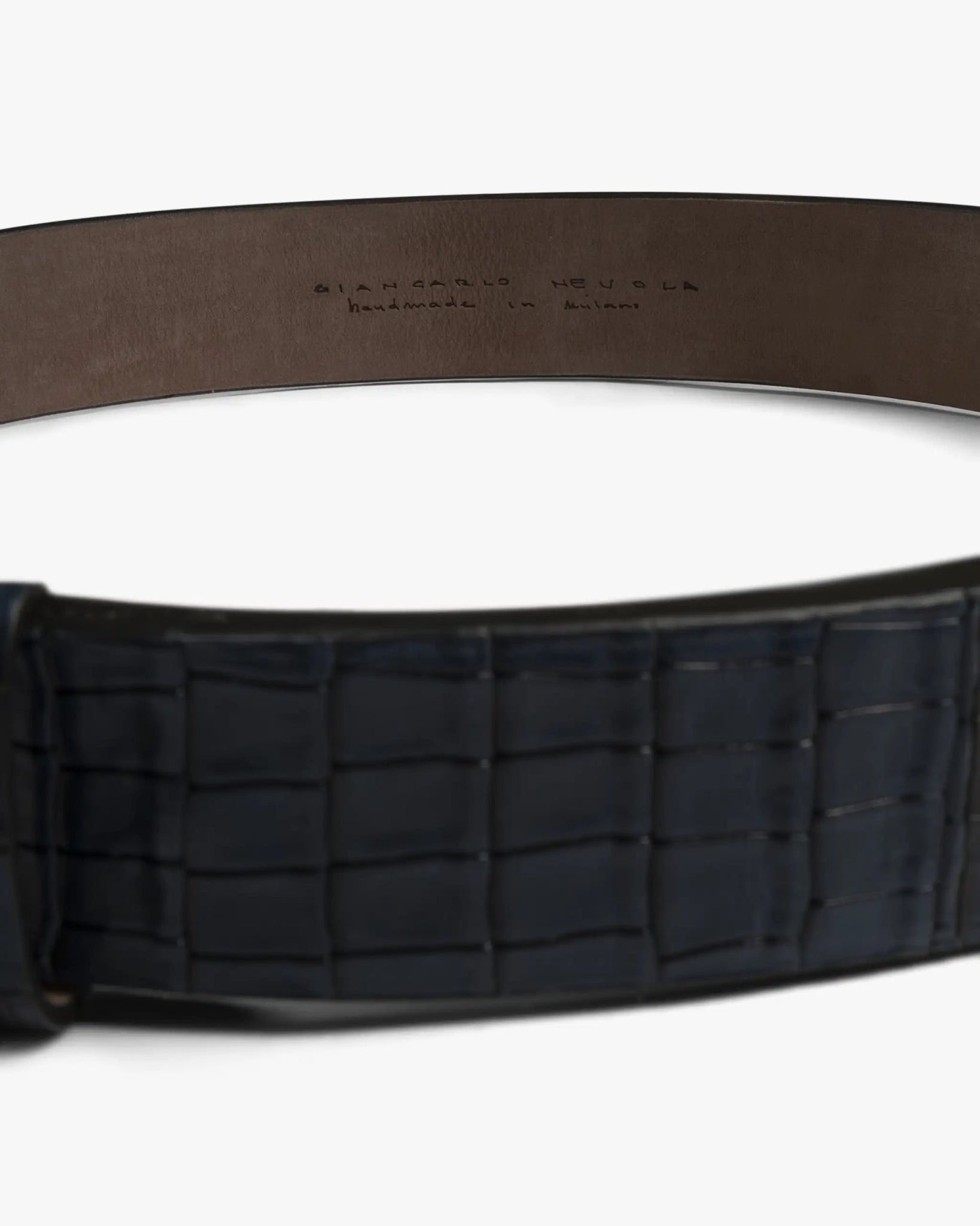 Navy Blau - Sterlingsilber 1.5 Inch Kalbs Nappa Krokoprägung von Reptiles House - Belts GIANCARLO NEVOL