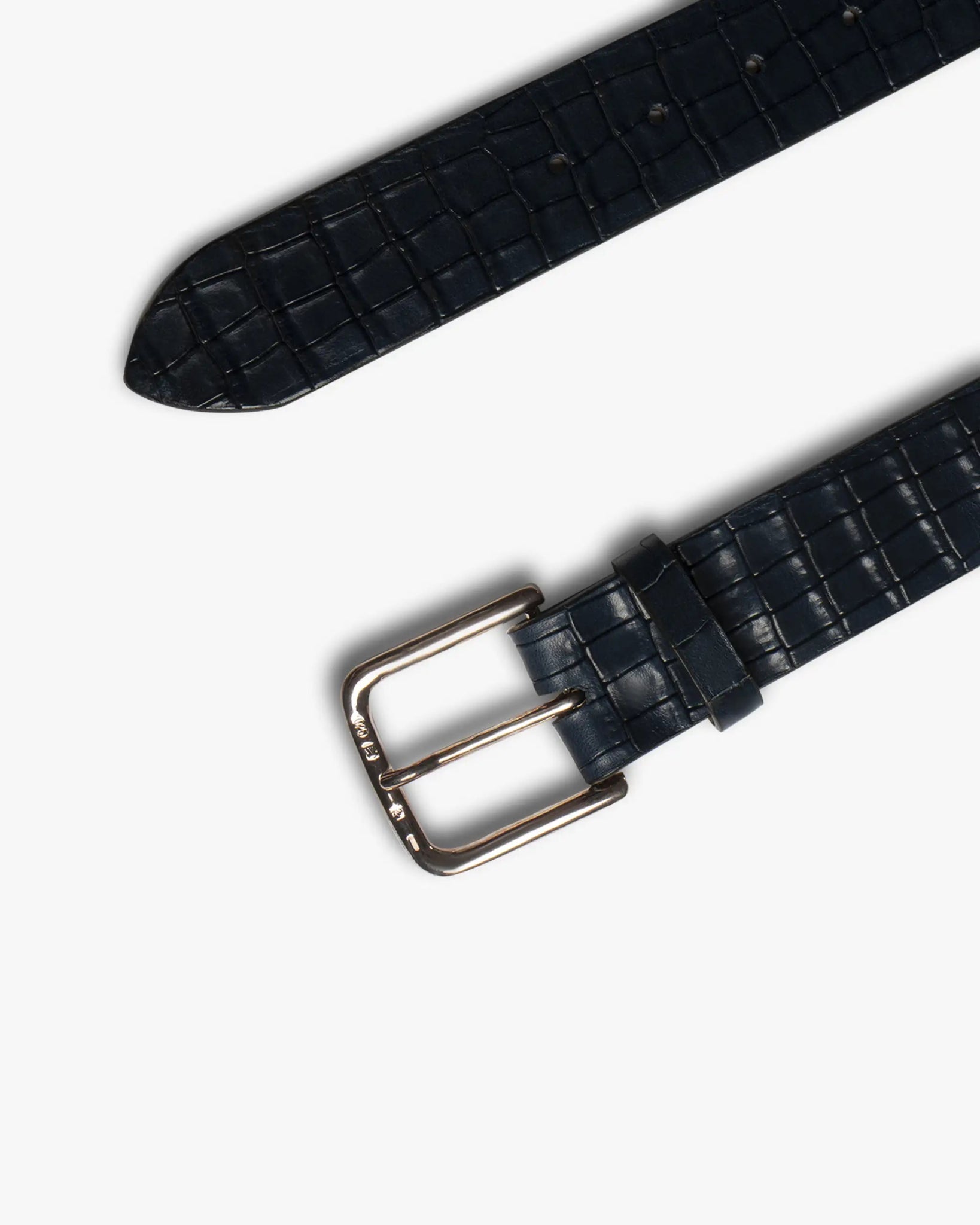 Navy Blau - Sterlingsilber 1.5 Inch Kalbs Nappa Krokoprägung von Reptiles House - Belts GIANCARLO NEVOL