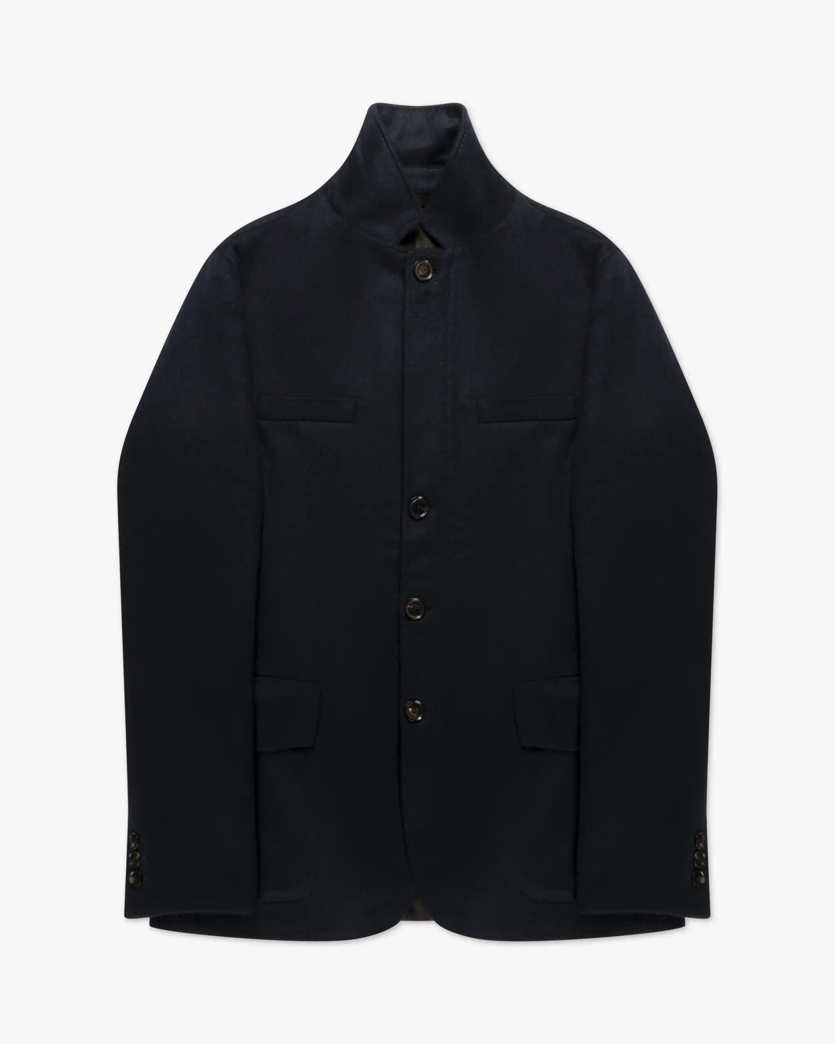 Navyfarbener Doubleface Wool Cashmere Zip Button Mantel von Luciano Barbera - Blazers LUCIANO BARBERA