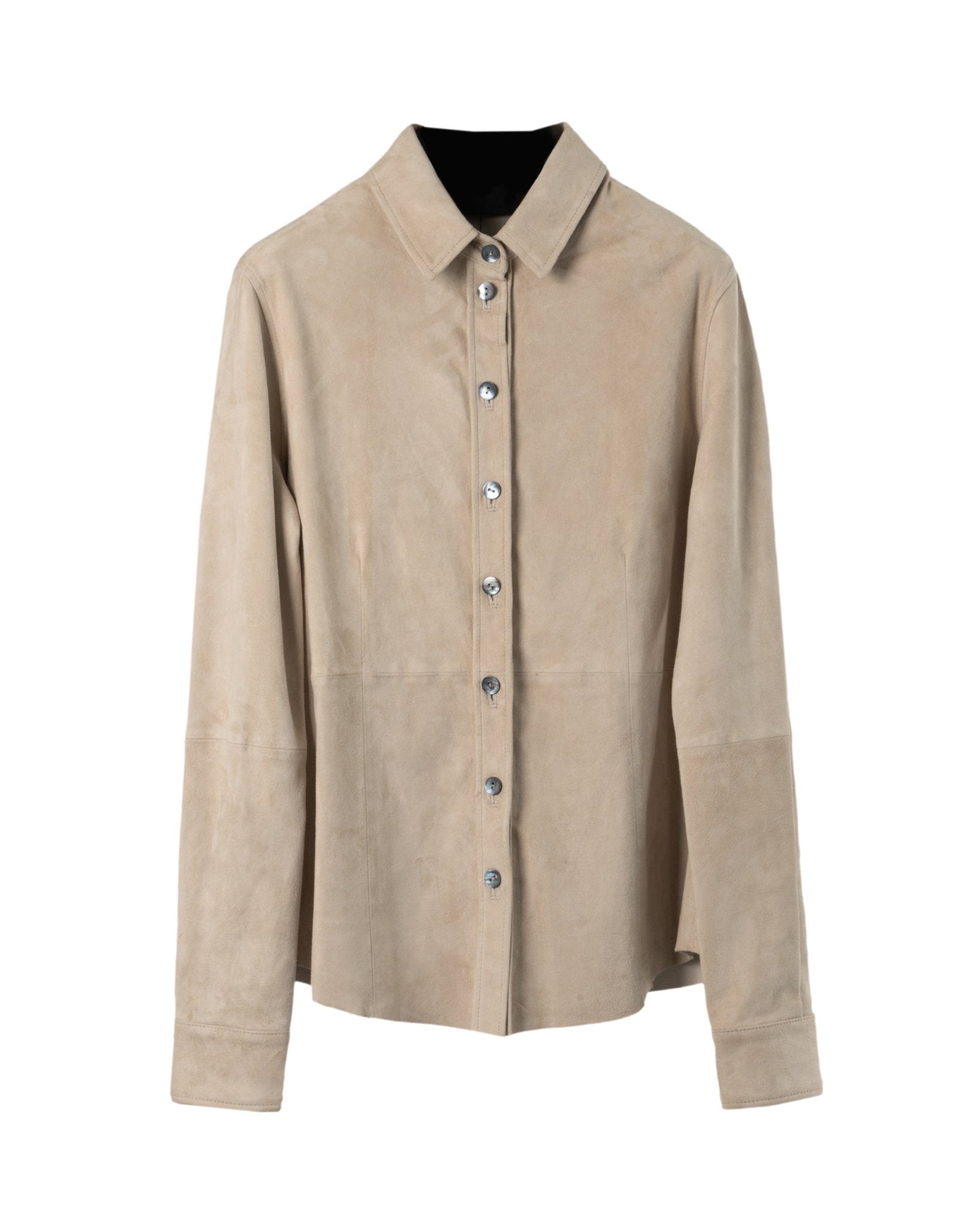 NOVE | SUEDE STRETCH LEATHER SHIRT-Shirts NOVE