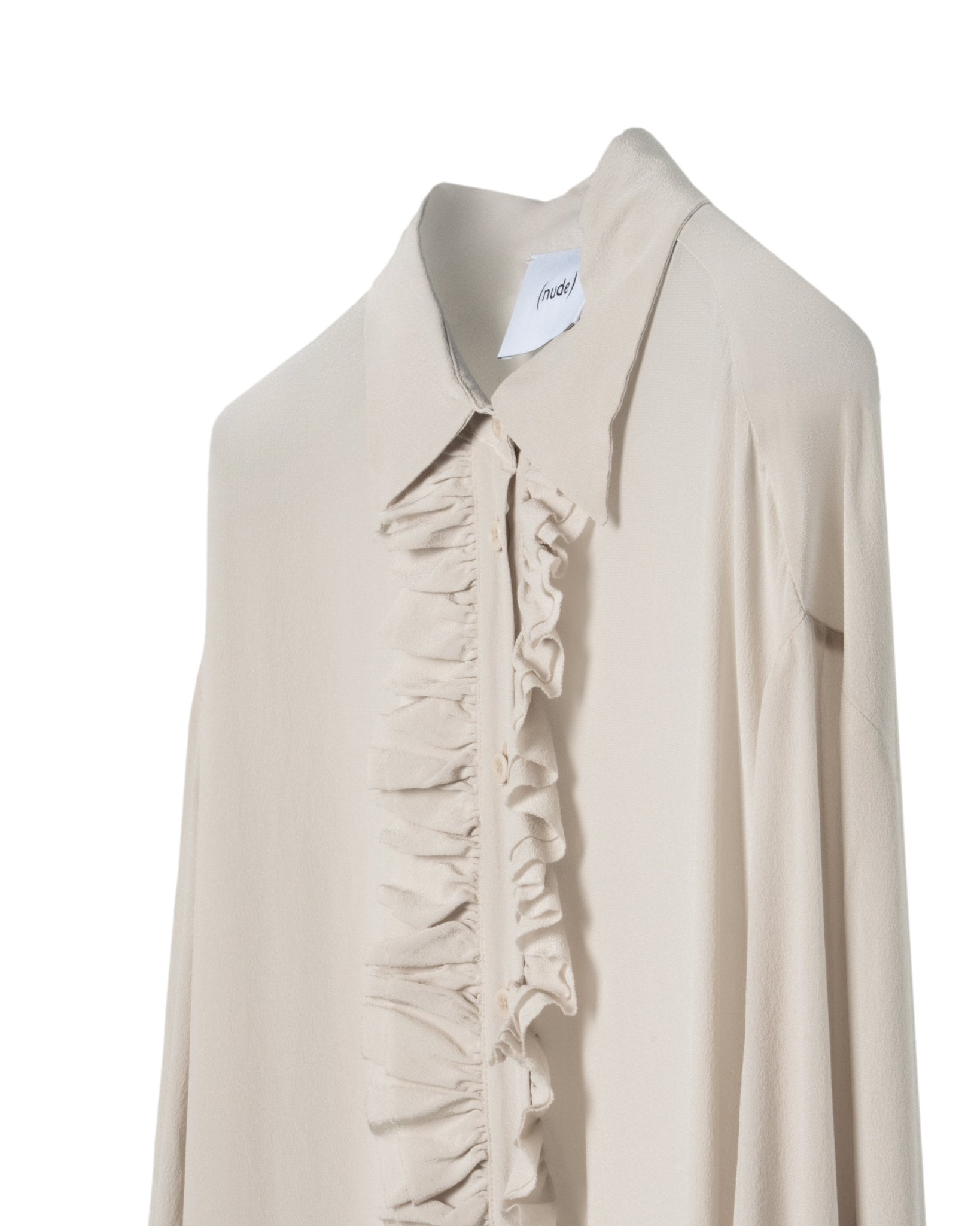 NUDE | CREPE SILK LONG RUFFLES DRESS WITH UNDERDRESS - Dresses NUDE