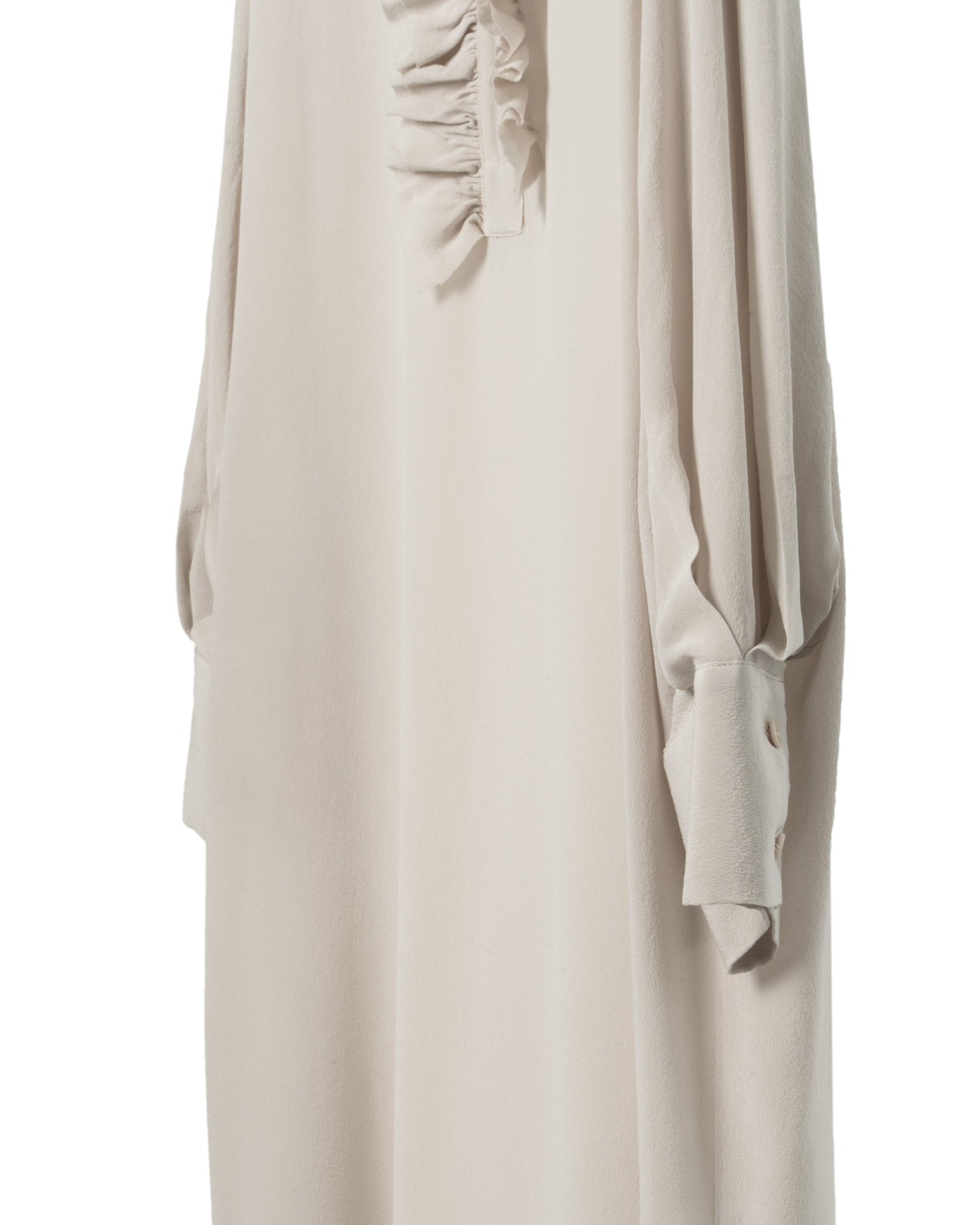 NUDE | CREPE SILK LONG RUFFLES DRESS WITH UNDERDRESS - Dresses NUDE