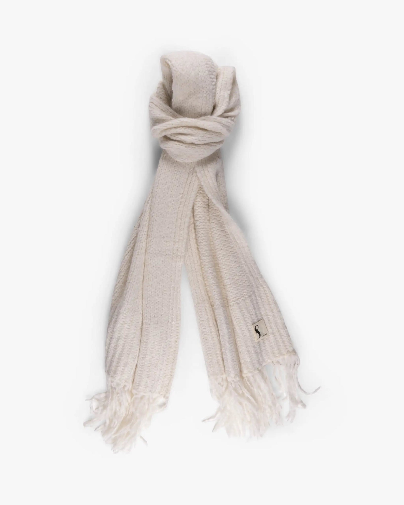 Off White Grobstrick Schal mit Fransen von 8Cashmere - Accessories 8 CASHMERE