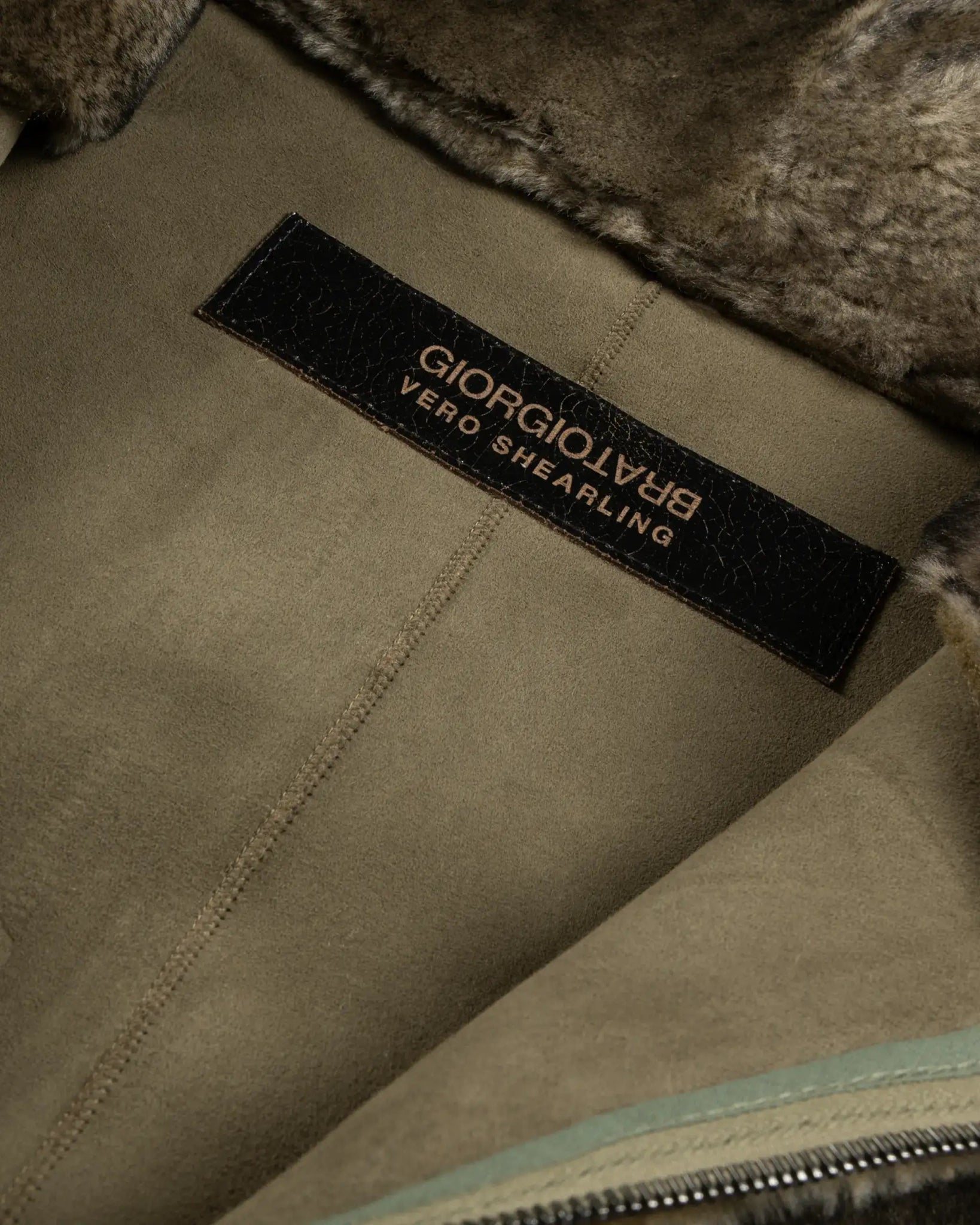 Olivfarbene Merino Lammfell Nylon Mix Weste von Giorgio Brato - Vests GIORGIO BRATO