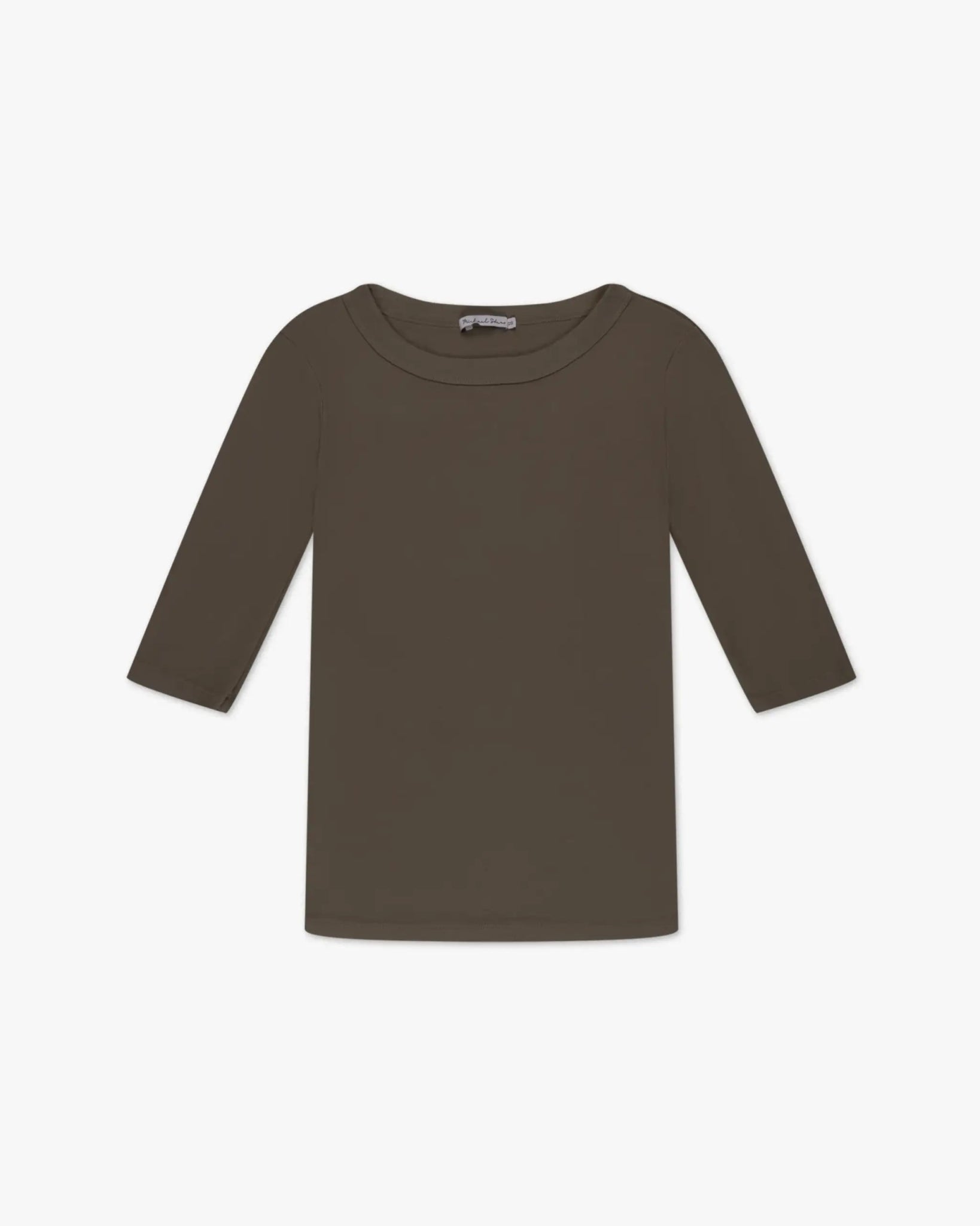 Olivgrünes Bootsneck - Rippen - Shirt mit 3/4 - Ärmeln von Michael Stars - Shirts MICHAEL STARS