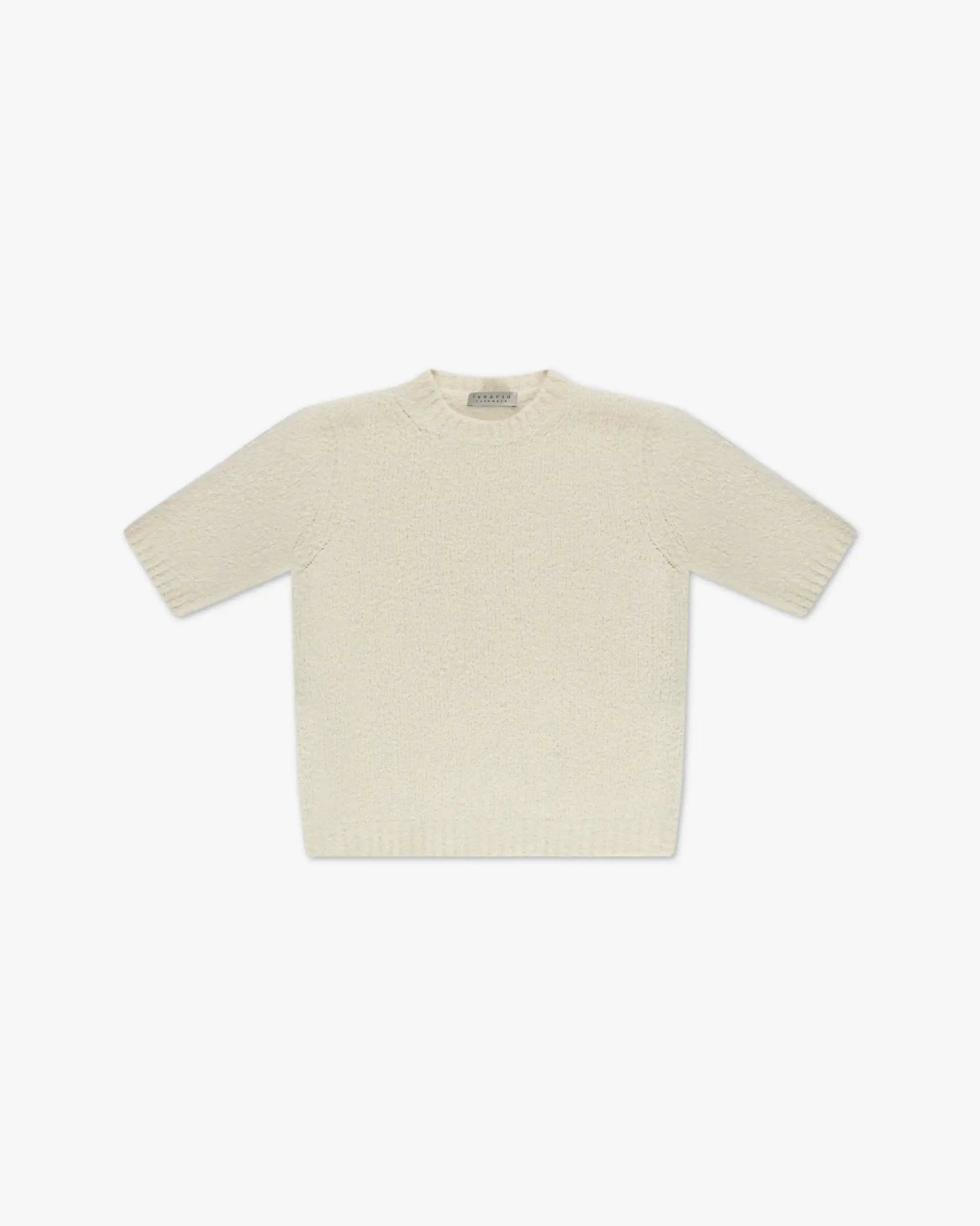 Panna Weißer 8 Fädiger Halbarm Cashmere Strick von Lunaria - Knitwear LUNARIA