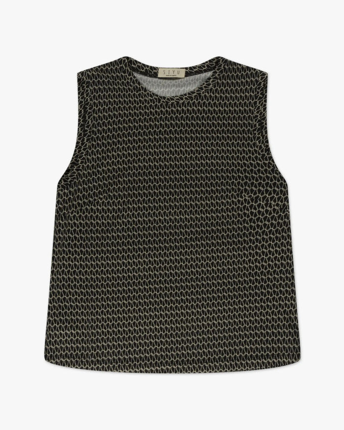 Schwarz Off-White Easy Tank Top von Siyu