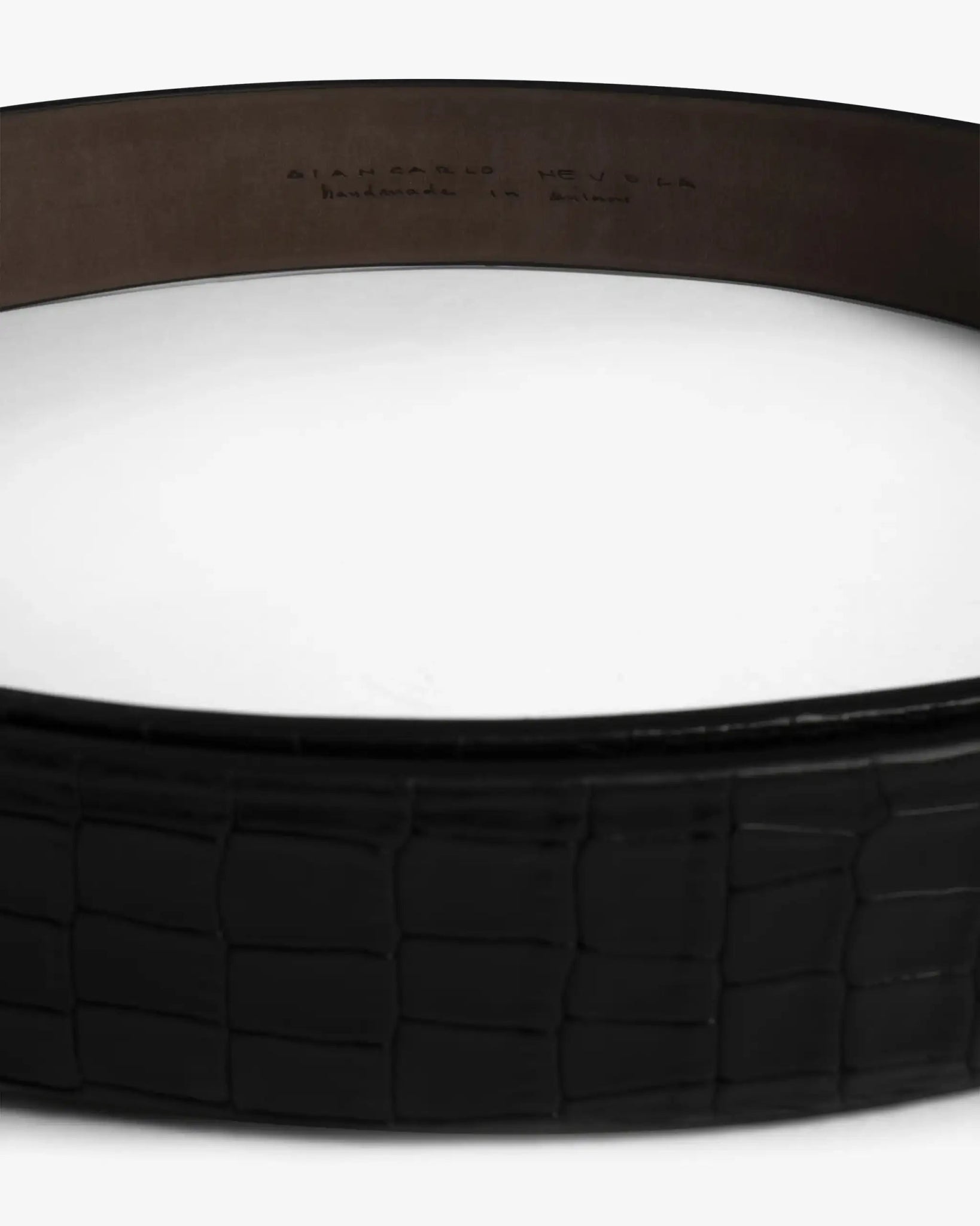 Schwarz - Sterlingsilber 1.5 Inch Kalbs Nappa Krokoprägung von Reptiles House - Belts GIANCARLO NEVOL