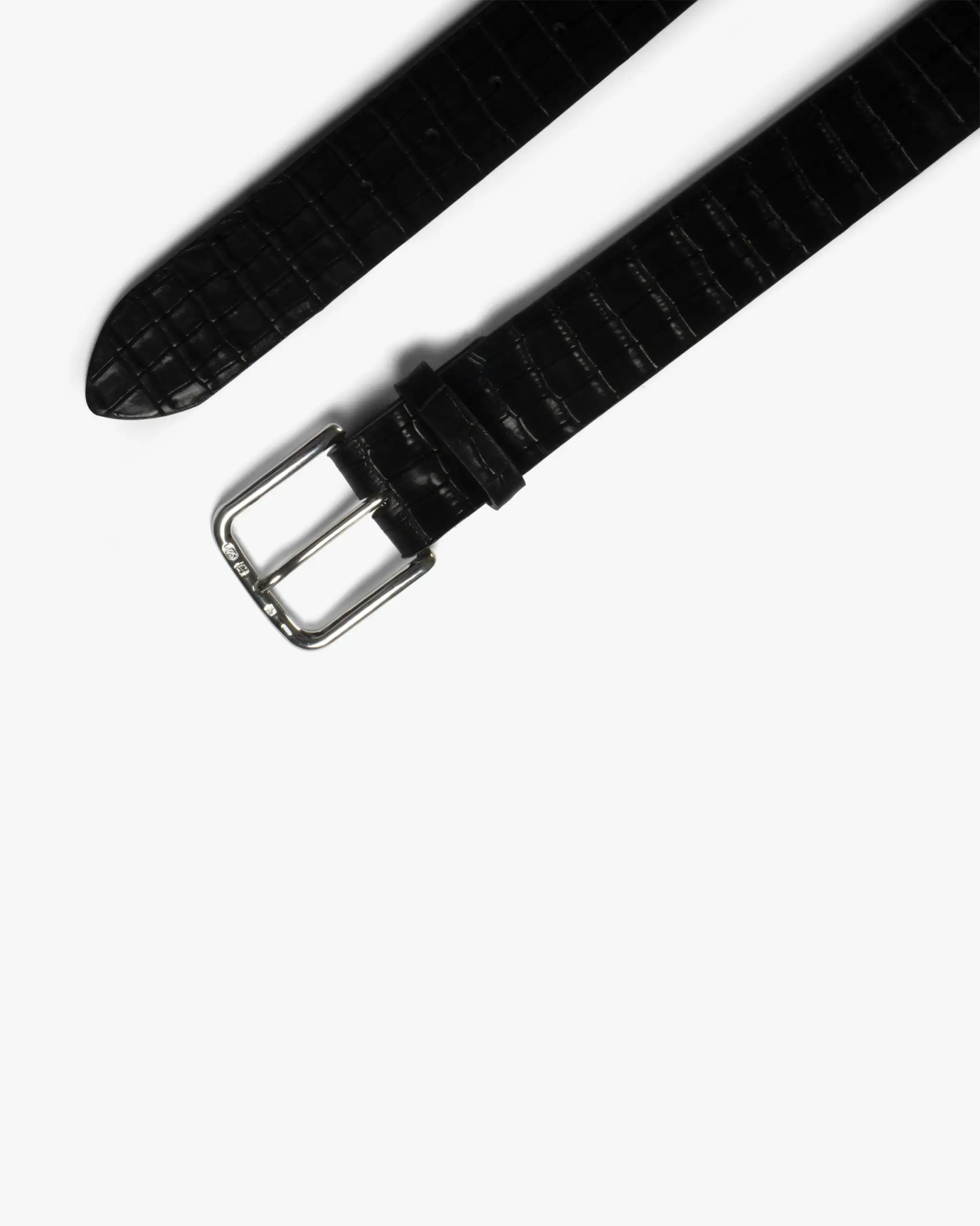 Schwarz - Sterlingsilber 1.5 Inch Kalbs Nappa Krokoprägung von Reptiles House - Belts GIANCARLO NEVOL