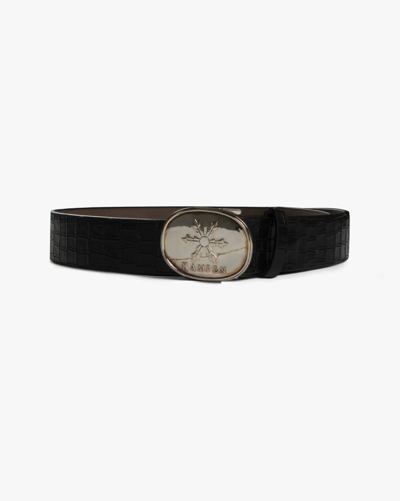 Schwarz - Sterlingsilber 1.5 Inch Kalbs Nappa Krokoprägung von Reptiles House - Belts GIANCARLO NEVOL