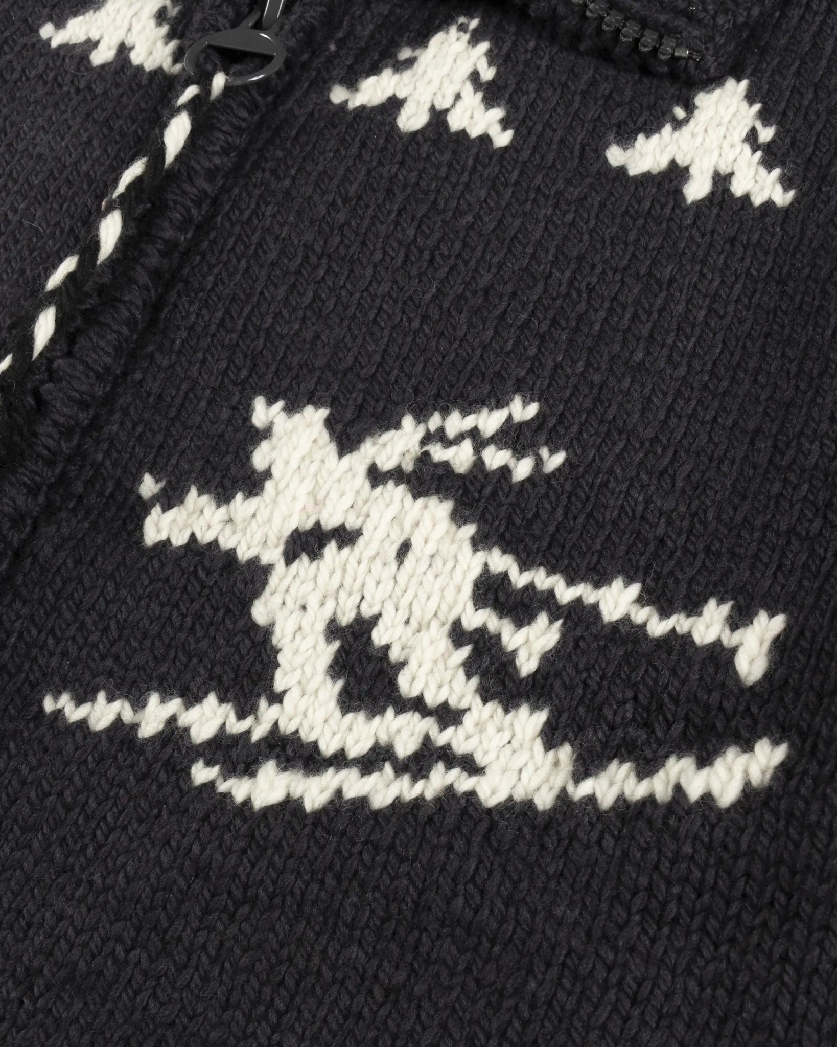 Schwarz weiße Stehkragen Zip Cardigan von Frantic by Andrea Venturini - Knitwear FRANTIC