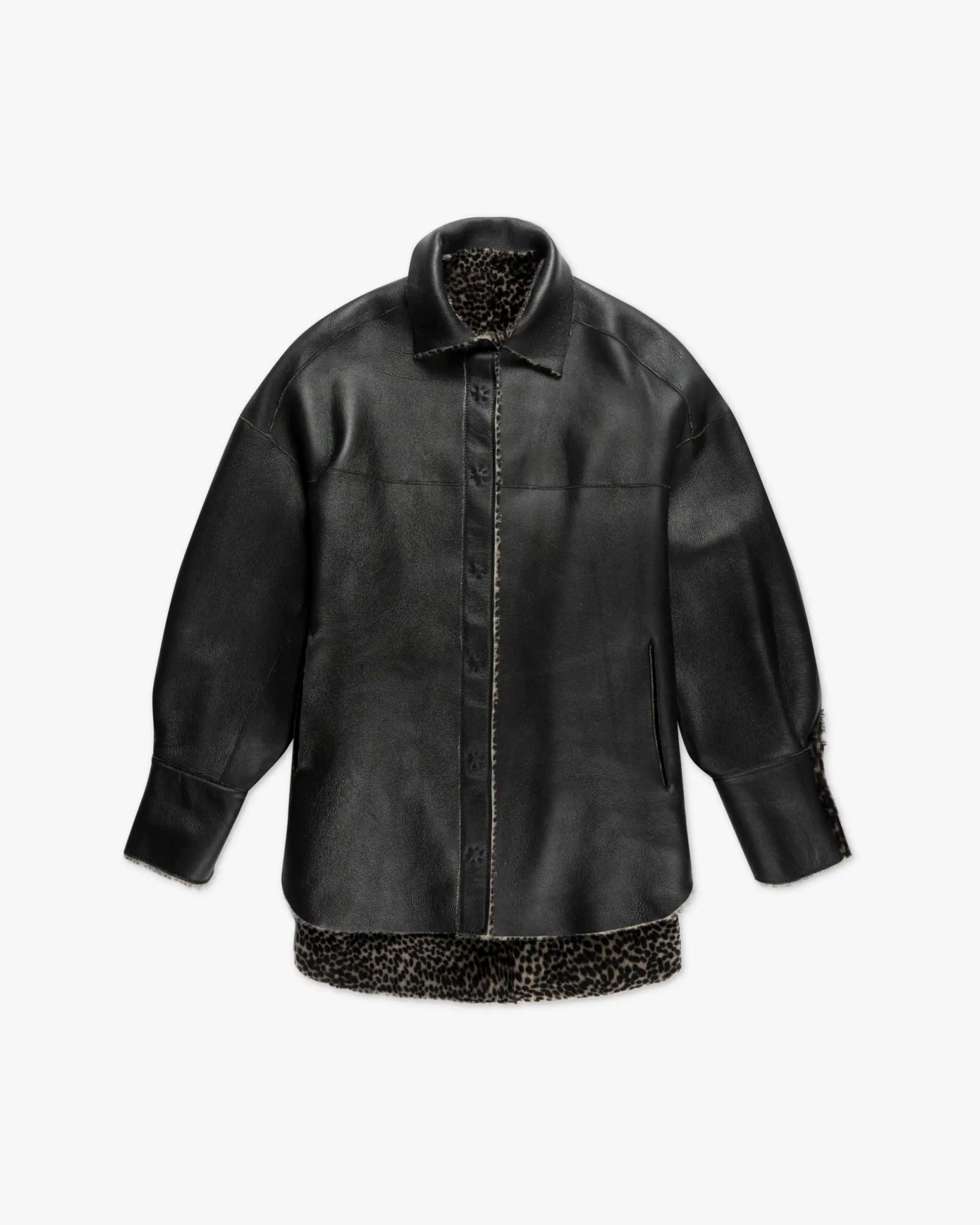 Schwarz Weißes Wendbares Rasiertes Lammfell Überhemd von Salvatoro Santoro - Coats & Jackets SALVATORE S.