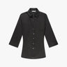 Schwarze Bluse aus Baumwoll Satin Stretch mit 3/4 - Ärmeln von Caliban - Blouses CALIBAN