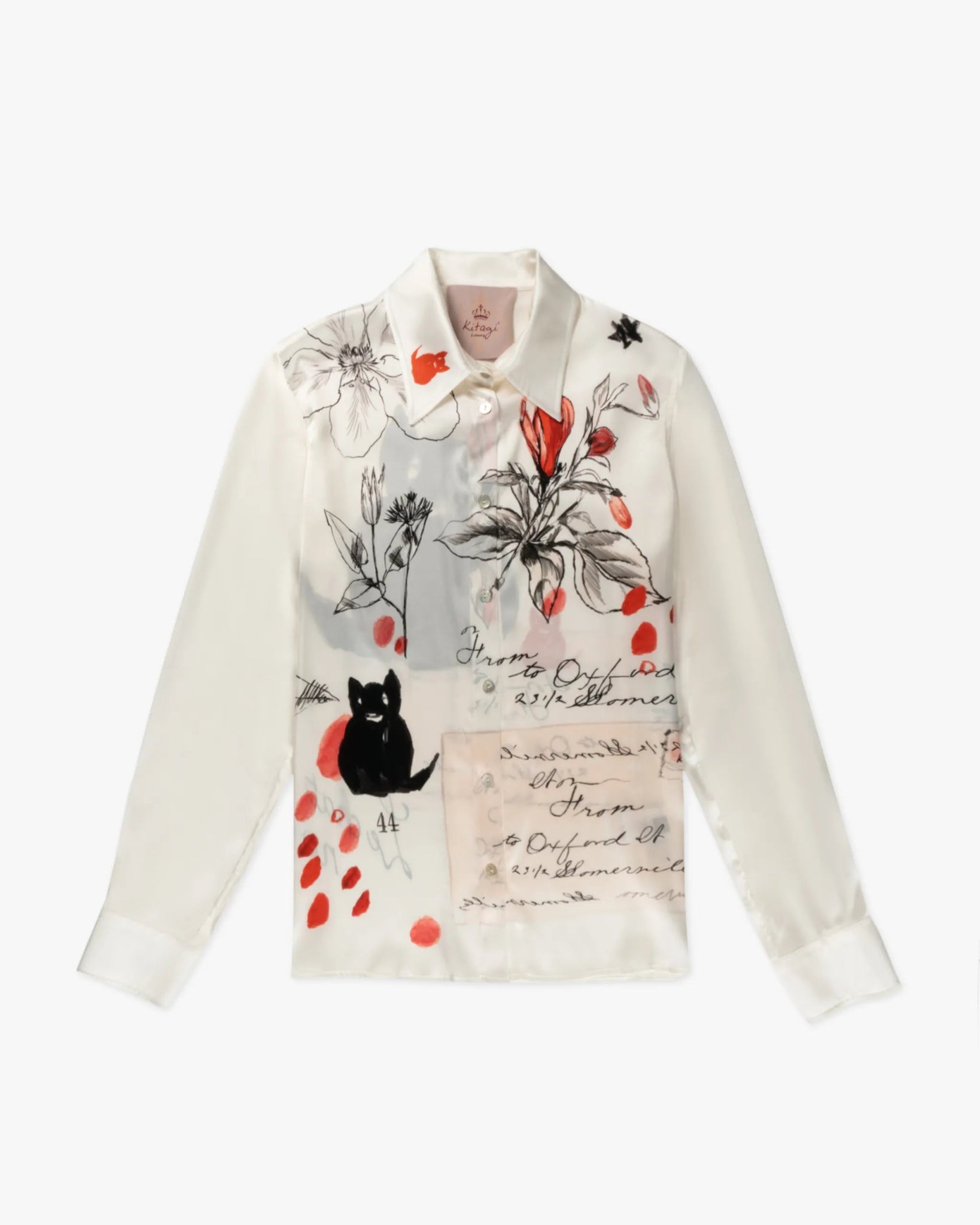 Schwarze - Katzen - Print - Bluse von Kitagi - Blouses KITAGI QUEEN