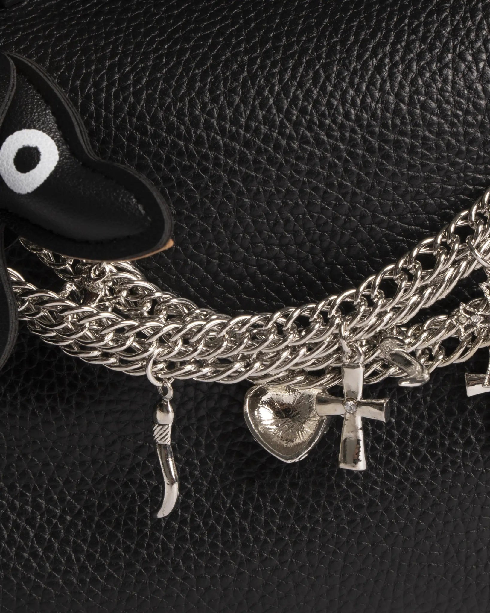 Schwarze Nappaleder - Tasche mit Schmuckbesatz und Schulterriemen von Mia Bag - Accessories MIA BAGS