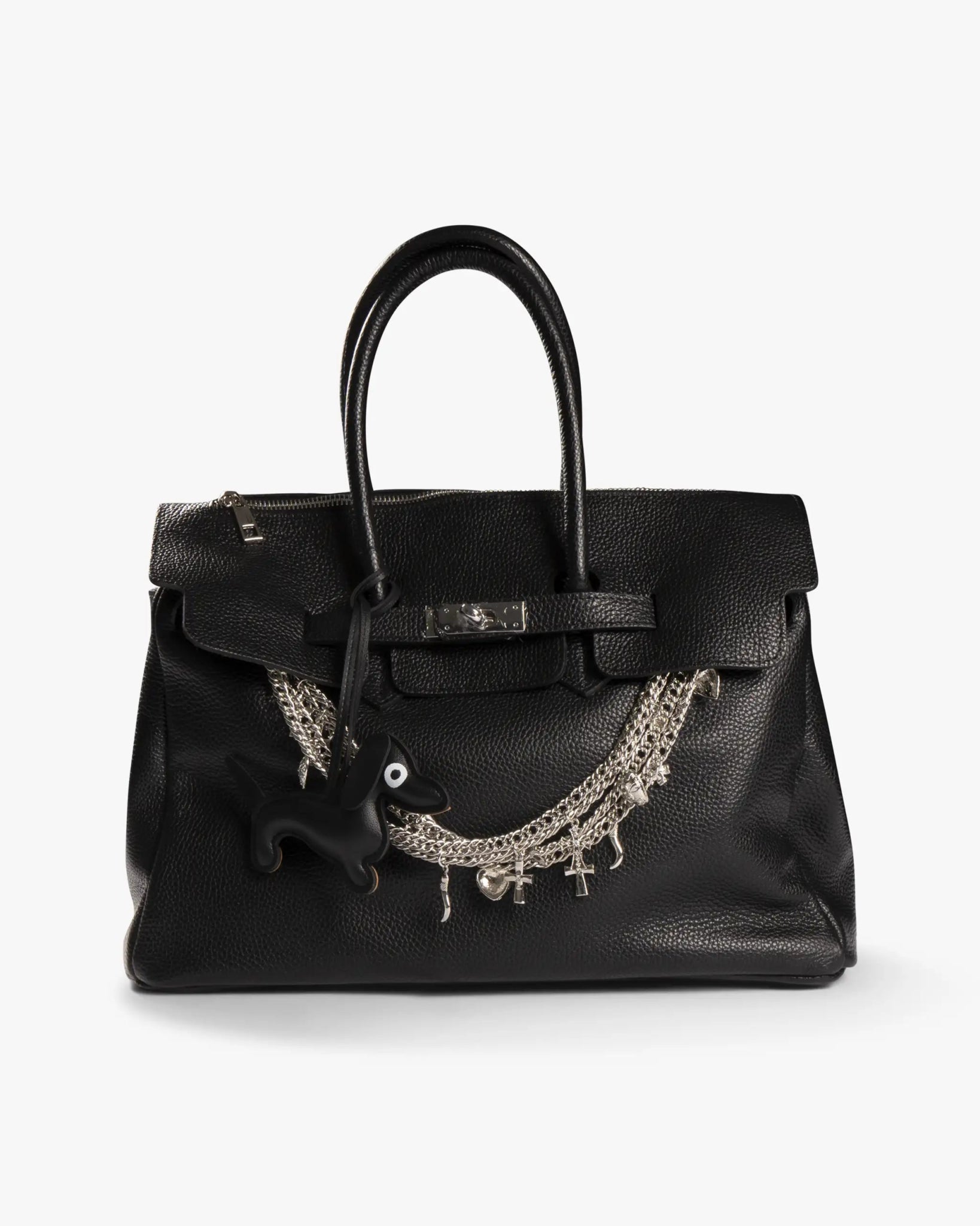 Schwarze Nappaleder - Tasche mit Schmuckbesatz und Schulterriemen von Mia Bag - Accessories MIA BAGS
