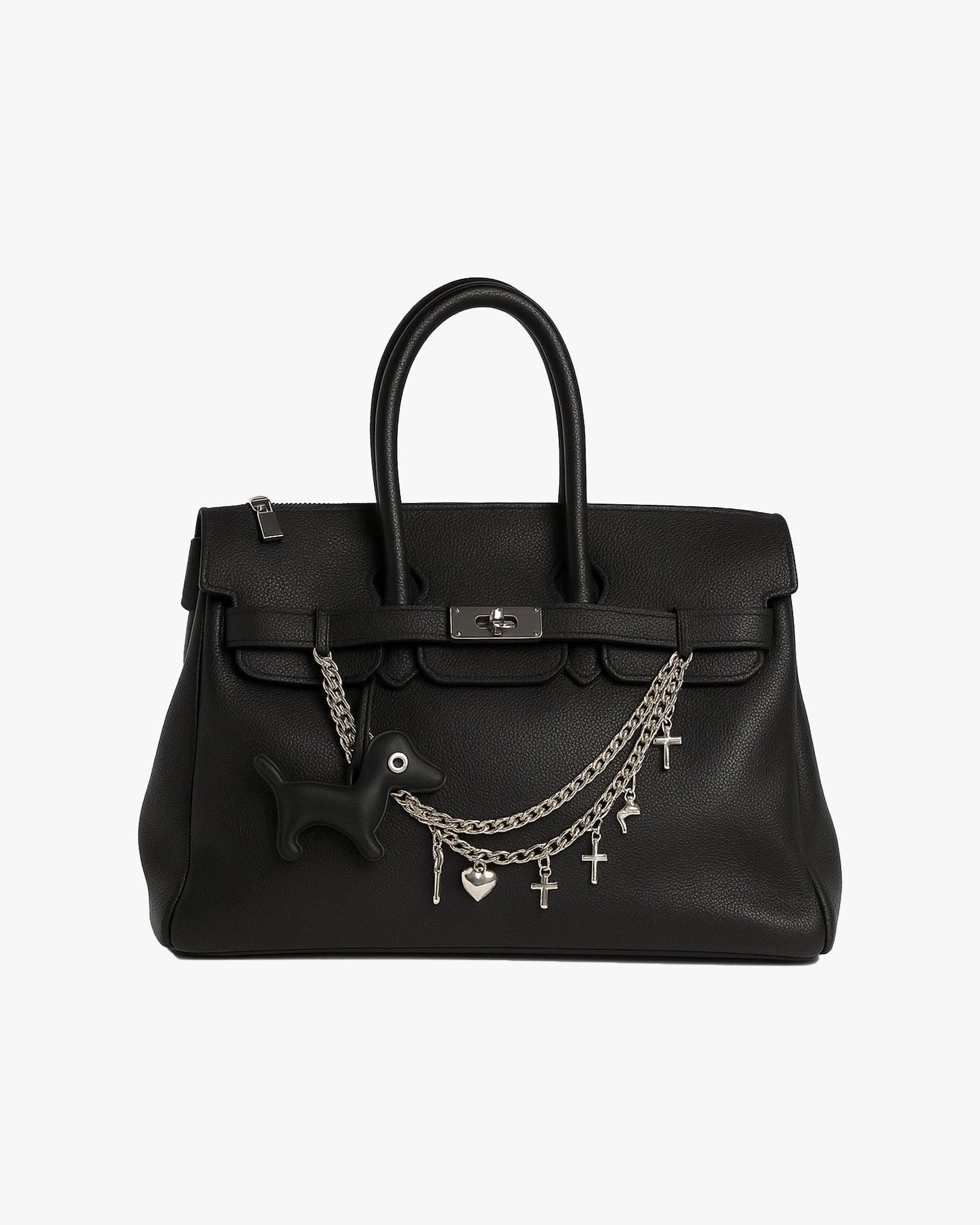 Schwarze Nappaleder - Tasche mit Schmuckbesatz und Schulterriemen von Mia Bag - Accessories MIA BAGS