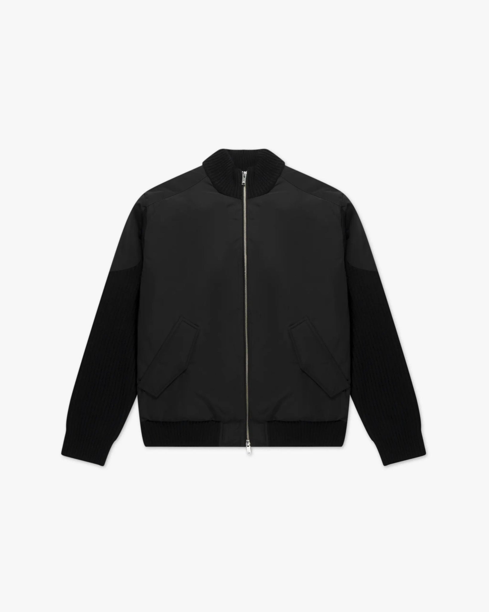 Schwarze Unisex Nylon Strick Hybrid Bomber Jacke von Moose Knuckles - Coats & Jackets MOOSE KNUCKLES