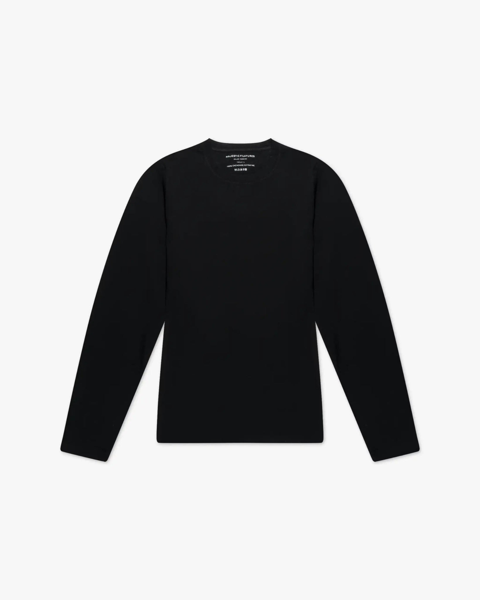 Schwarzer Cashmere Rundhals Langarm Pullover von Majestic Filatures - Shirts MAJESTIC