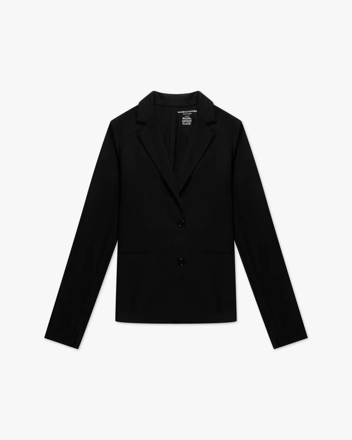 Schwarzer Gefitteter 2 Knopf Shirt Blazer von Majestic Filatures