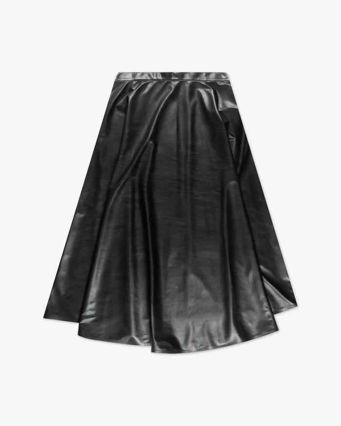Schwarzer Langer Kunstleder Rock von Black Label