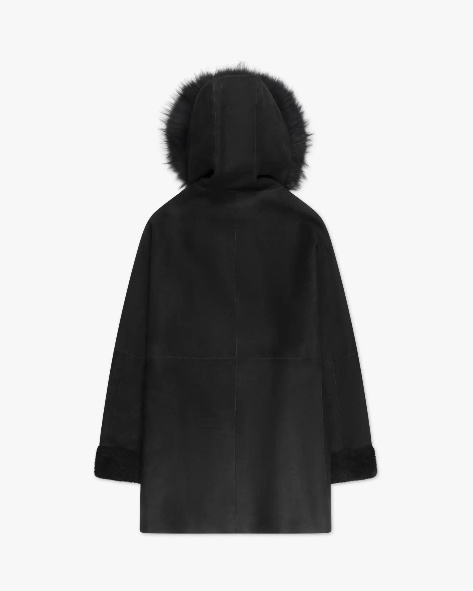 Schwarzer offener Parka mit Waschbärbesatz von Nigel Preston - Coats & Jackets NIGEL PRESTON