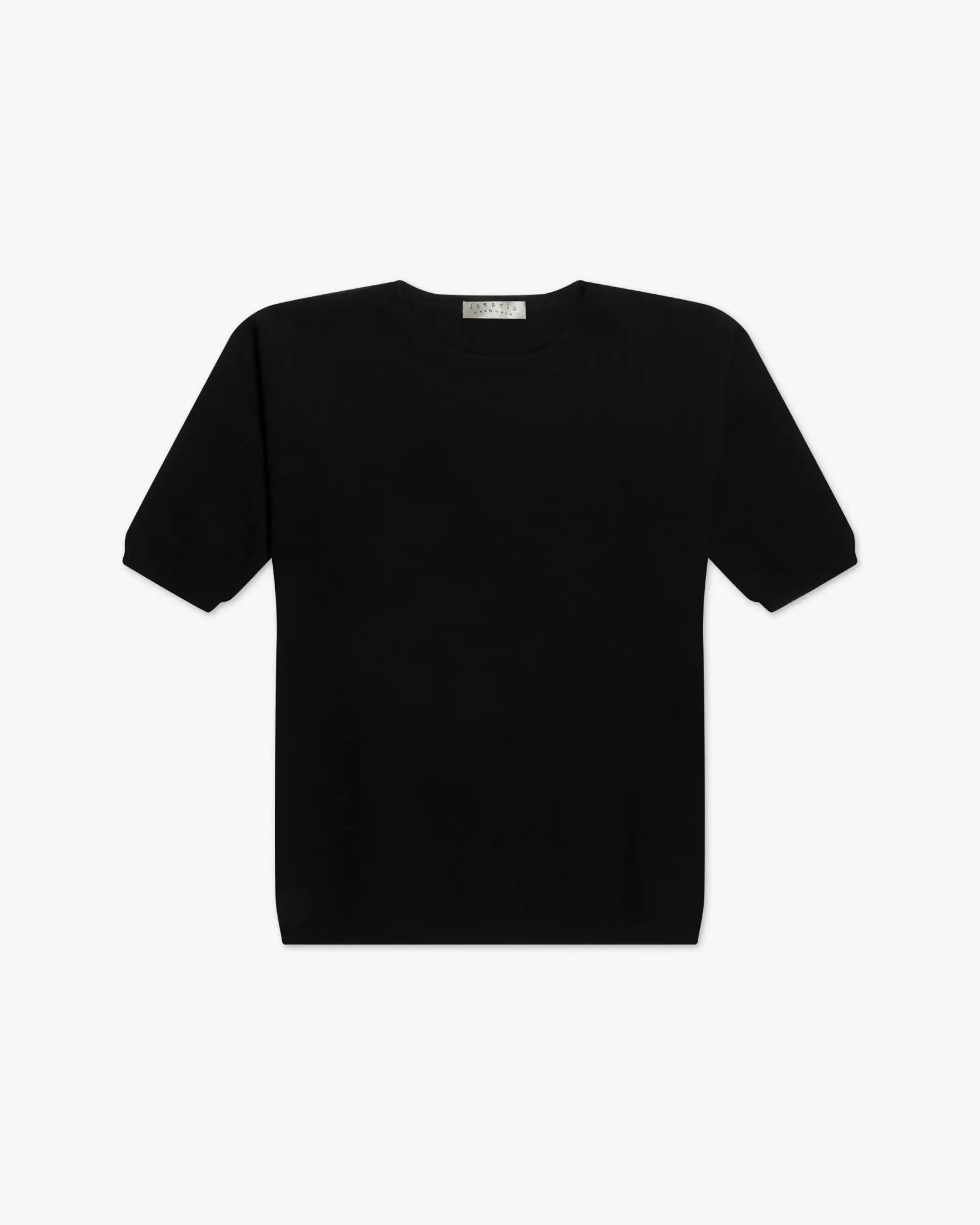 Schwarzes 2 Fädiges Cashmere Halbarm Boxy Shirt von Lunaria - Knitwear LUNARIA