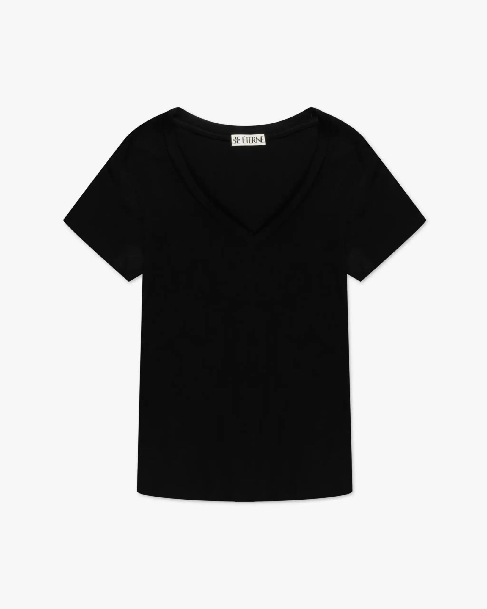 Schwarzes Baumwolle Modal V Shirt von Eterne - Shirts ETERNE