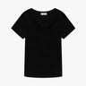Schwarzes Baumwolle Modal V Shirt von Eterne - Shirts ETERNE