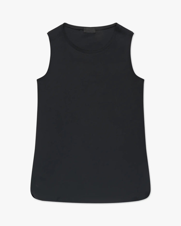 Schwarzes Crêpe-de-Chine Shirt ohne Arme von Black Label