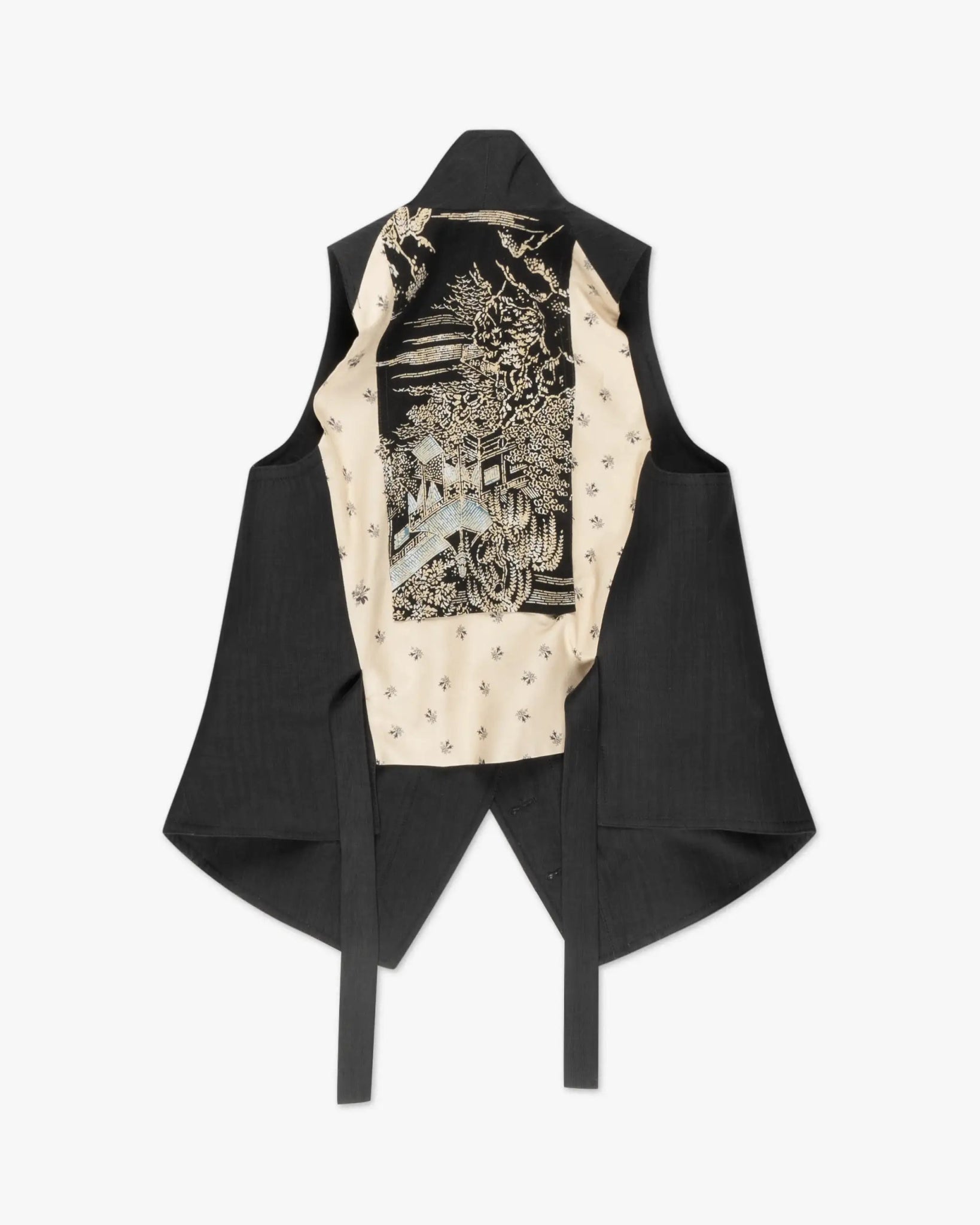 Schwarzes Figurbetontes Seidenwoll - Gilet mit Kimono - Besatz von Ibrigu - Vests IBRIGU
