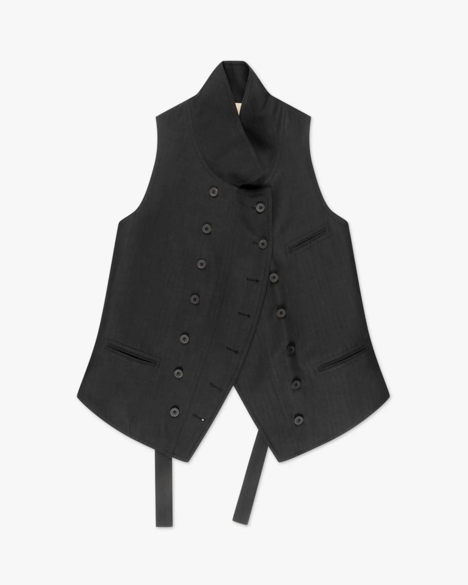 Schwarzes Figurbetontes Seidenwoll - Gilet mit Kimono - Besatz von Ibrigu - Vests IBRIGU
