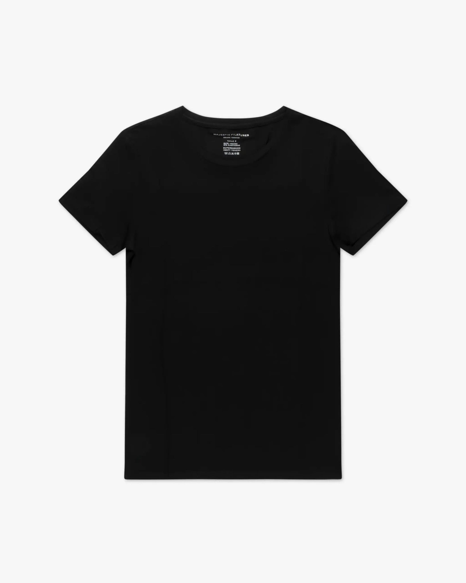 Schwarzes Halbarm Rundhals Basic Shirt von Majestic Filatures Deluxe - Shirts MAJESTIC