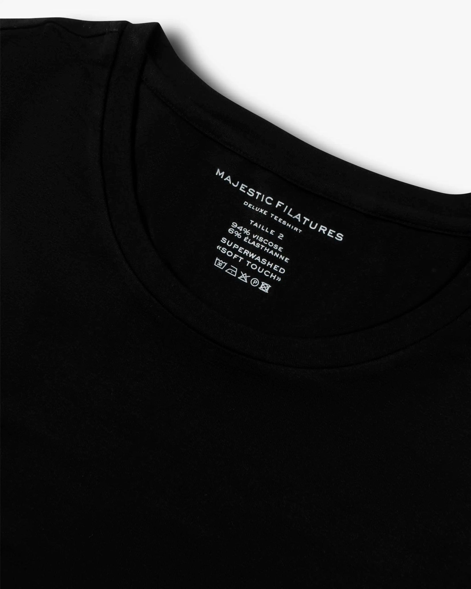Schwarzes Halbarm Rundhals Basic Shirt von Majestic Filatures Deluxe - Shirts MAJESTIC
