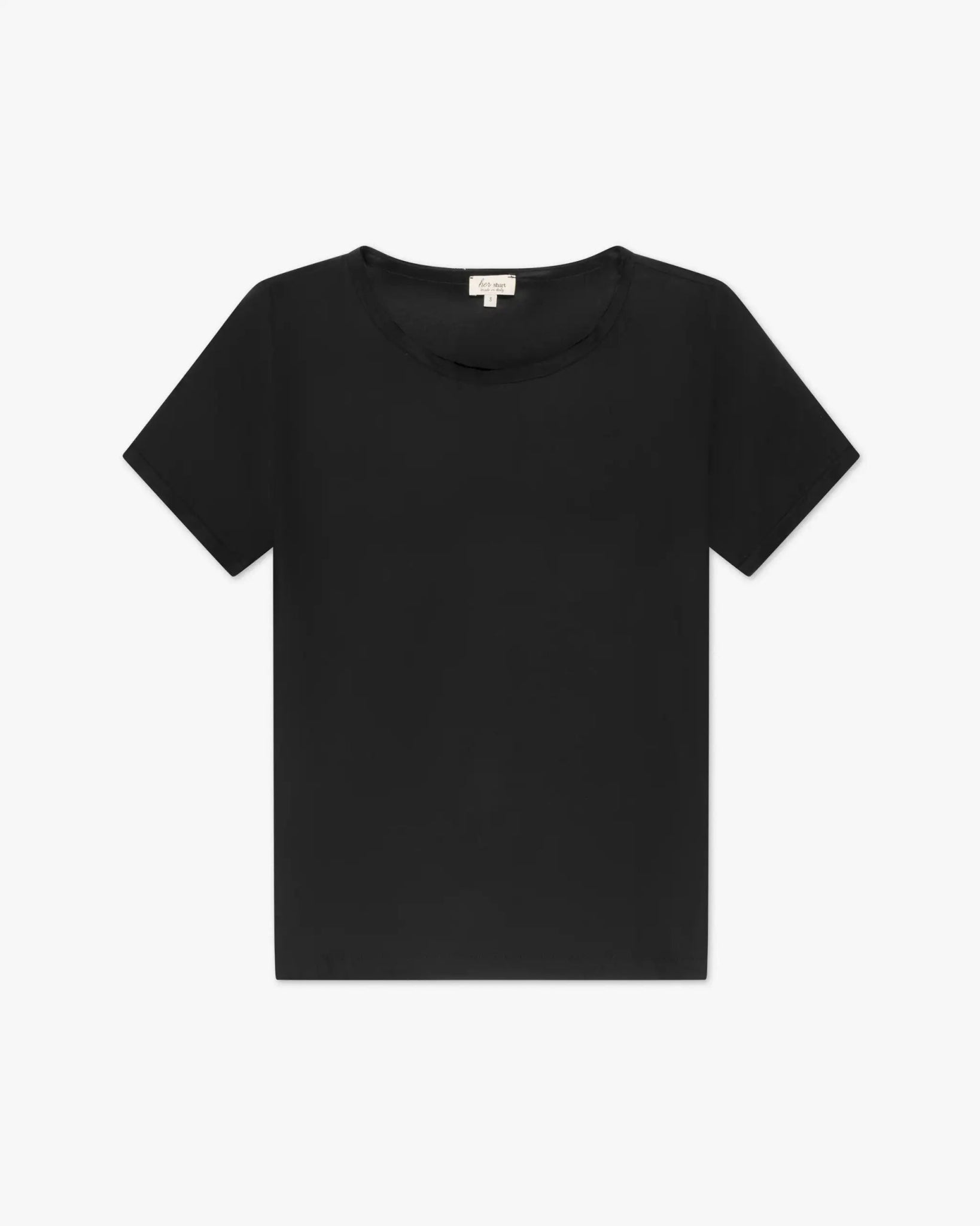 Schwarzes Left T-Shirt aus Seiden Stretch Satin von Her Shirt - Blouses HER SHIRT