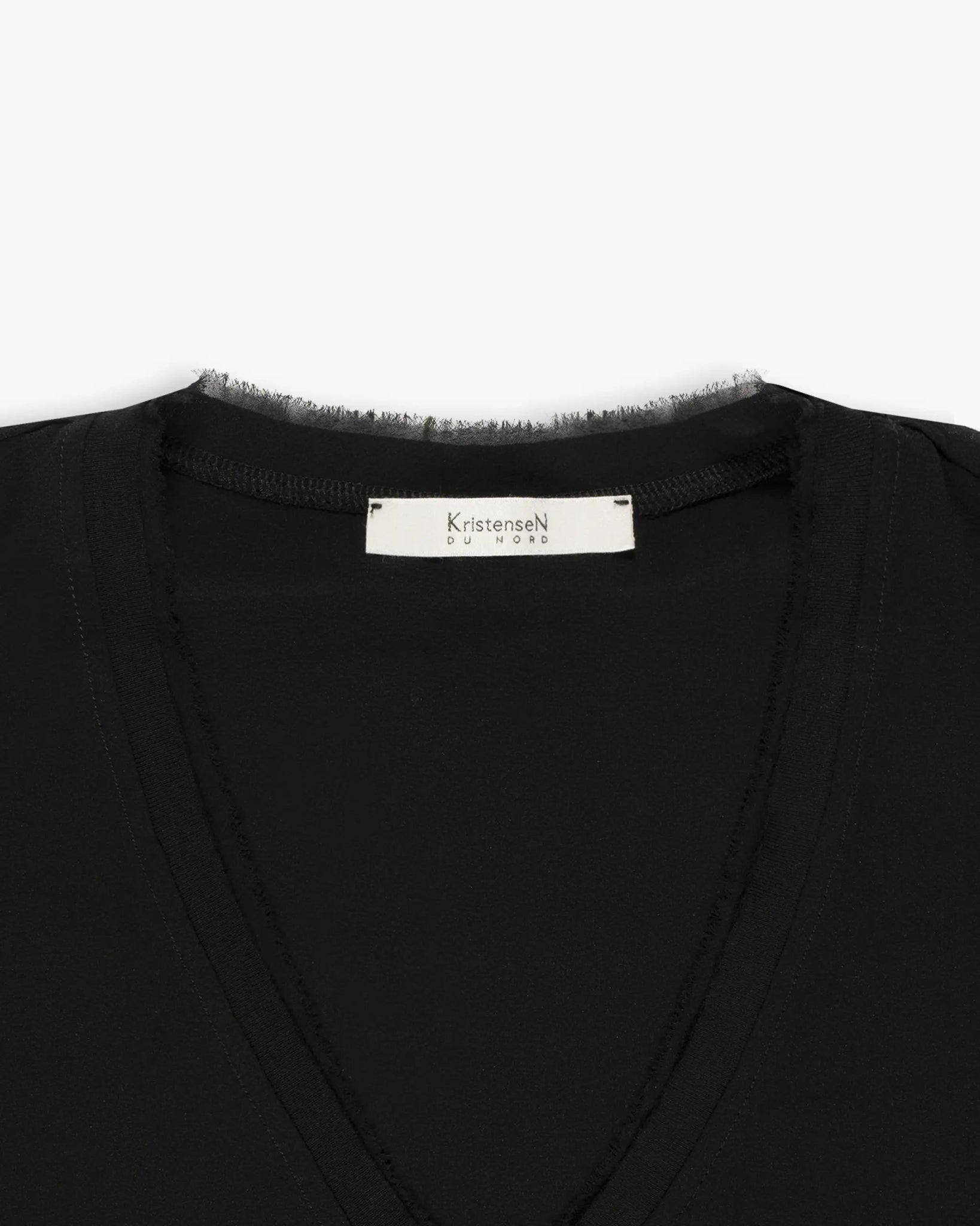 Schwarzes Seiden - Baumwoll - Stretch V - Top von Kristensen du Nord - Shirts KRISTENSEN DU N