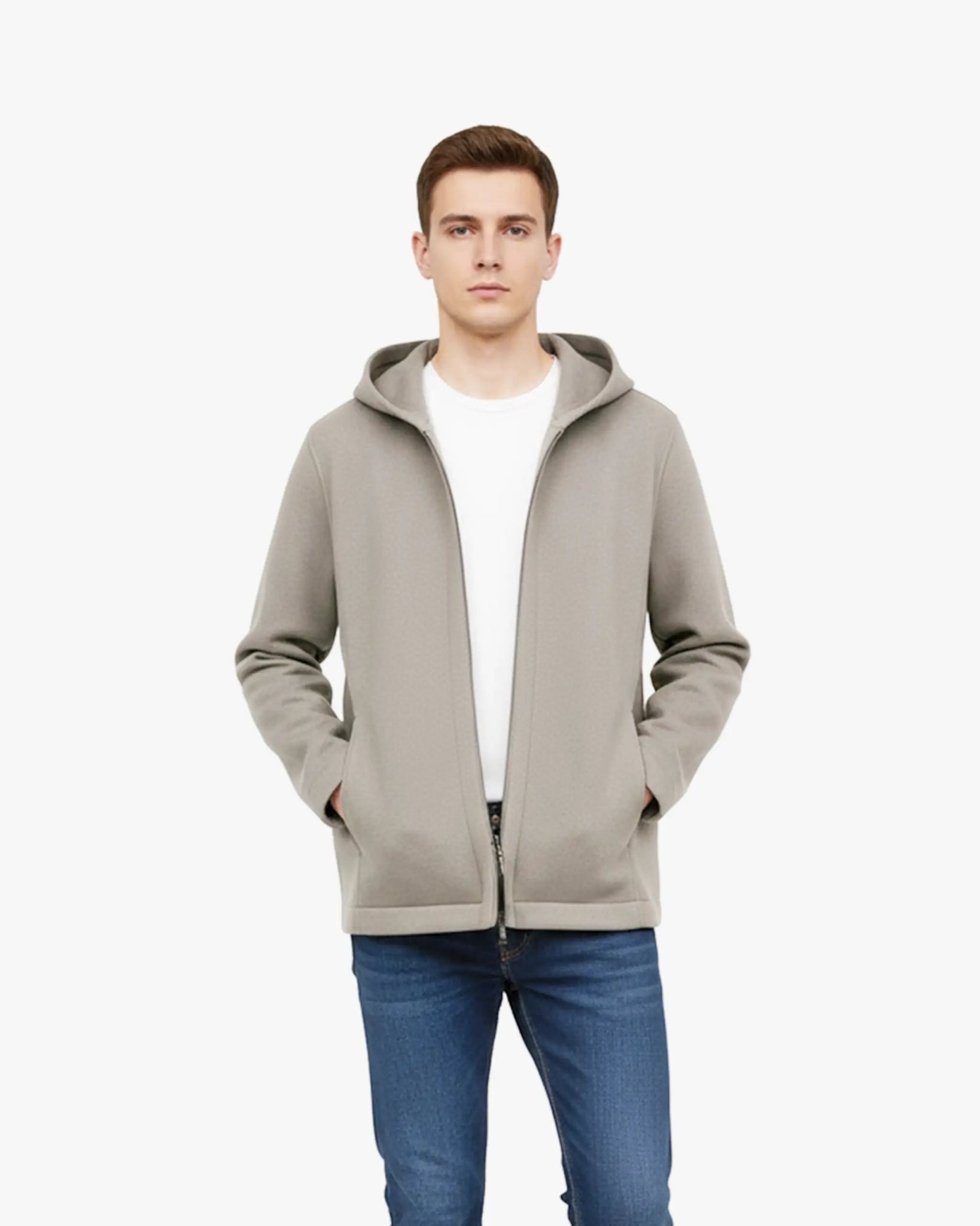 Silt Taupe Kaschmir - Jacke gewalkt von Lunaria - Knitwear LUNARIA