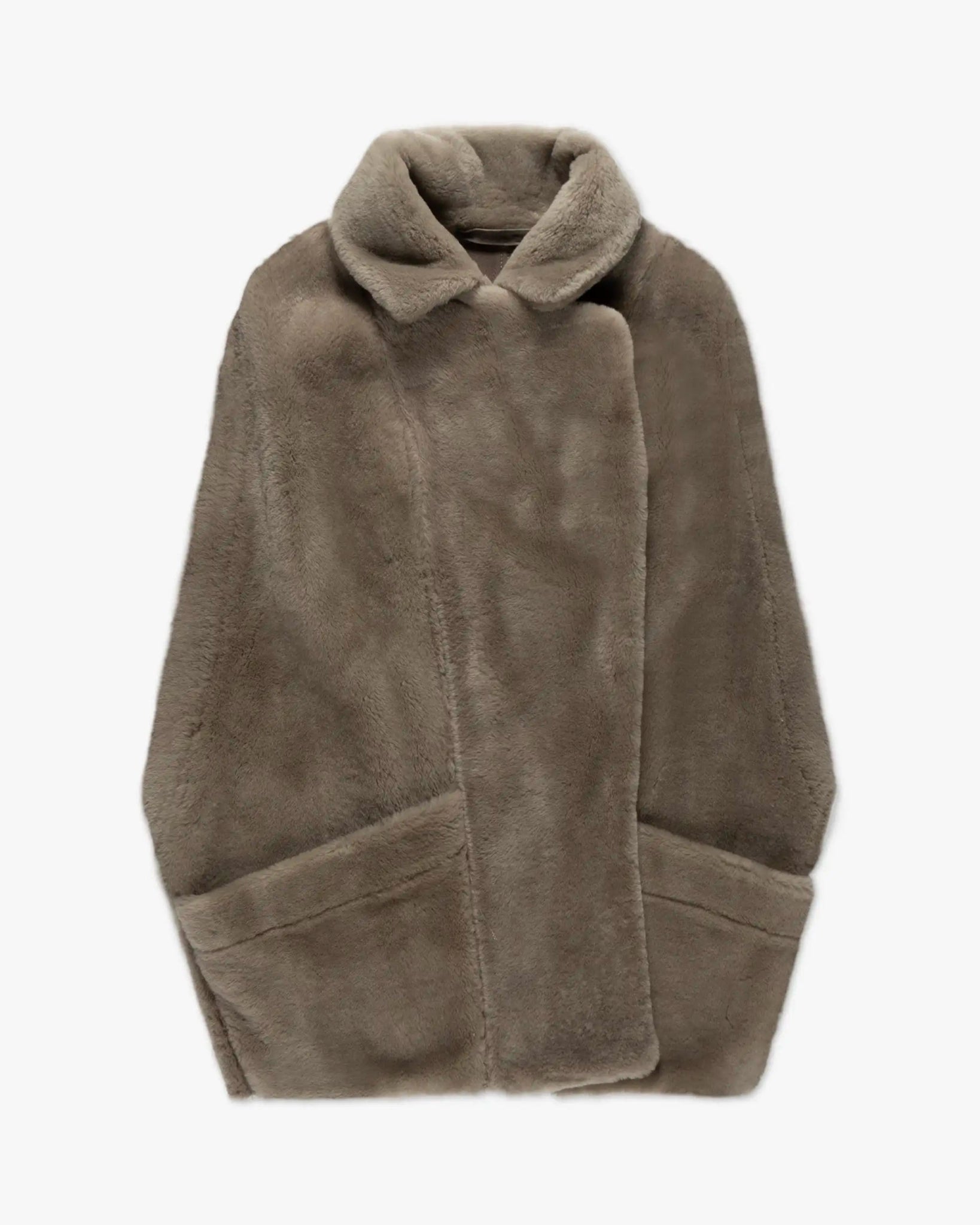 Steinfarbene Offene Merino Lammfell Weste von Salvatore Santoro - Vests SALVATORE S.