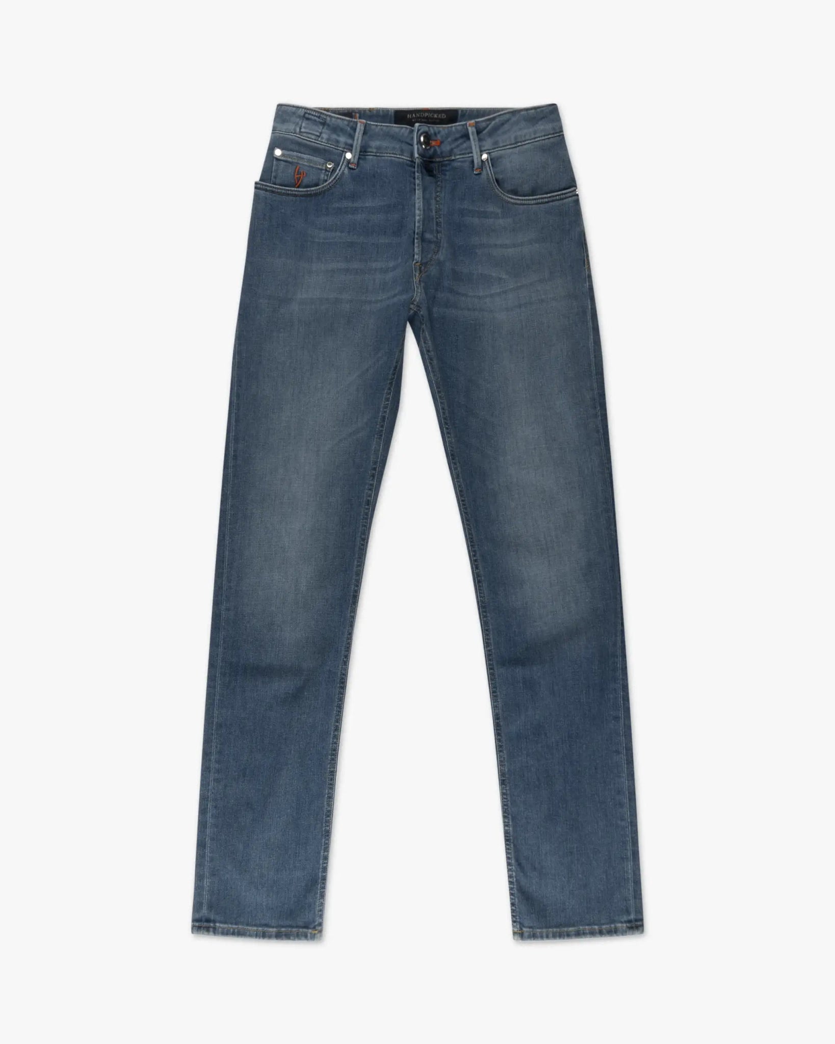 Steinverwaschen Blaue Fünf Taschen Jeans aus Stretchdenim mit Hellblauen Besätzen von Handpicked - Denim HANDPICKED